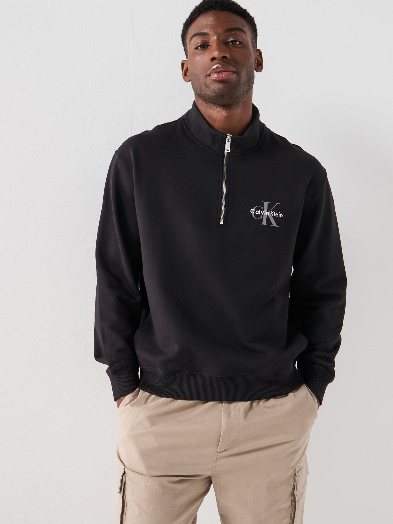 Calvin Klein Jeans Monogram Logo 1/4 Zip Sweatshirt - Black