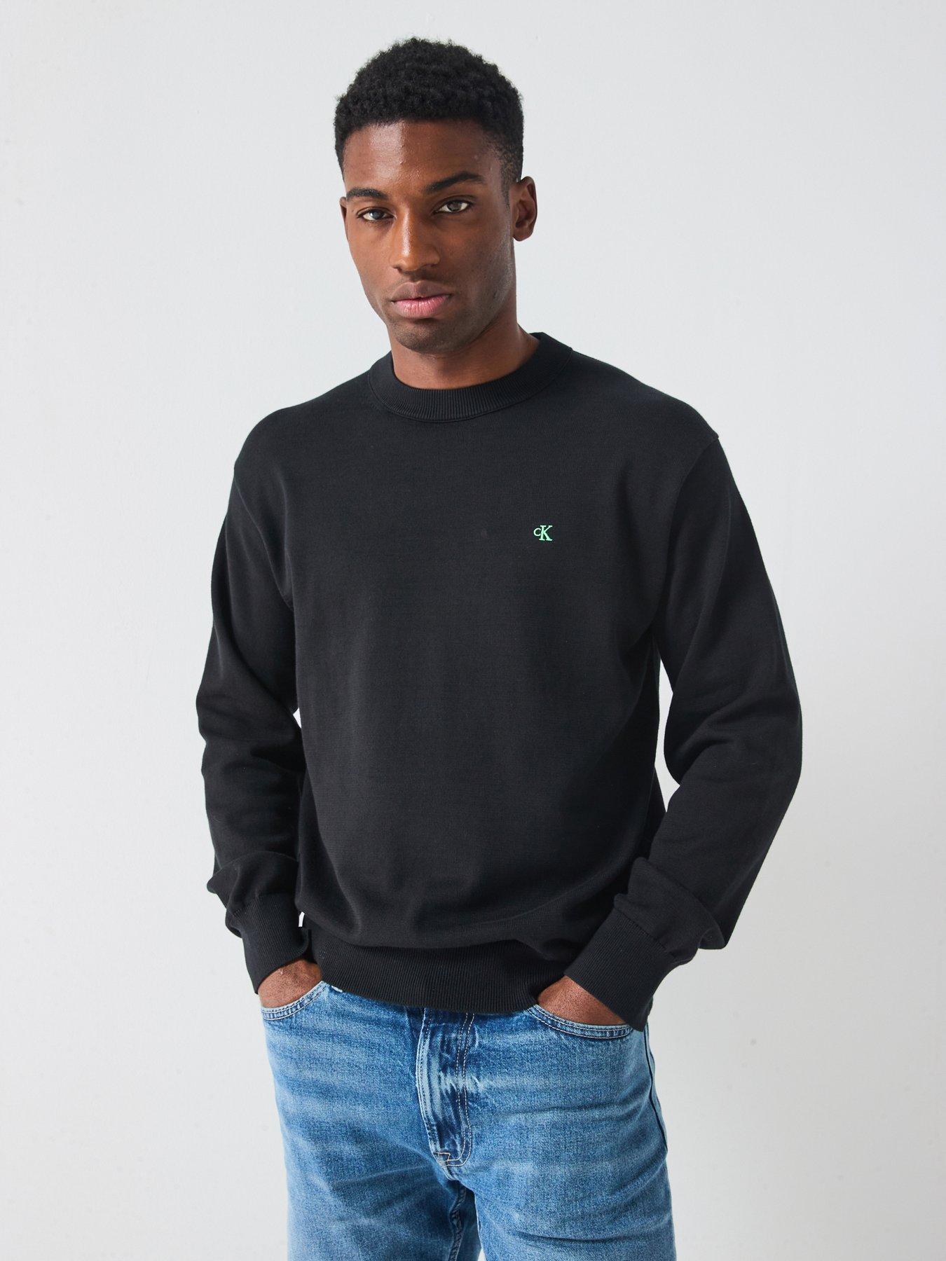 Calvin Klein Jeans Cotton Monogram Logo Knitted Jumper - Black