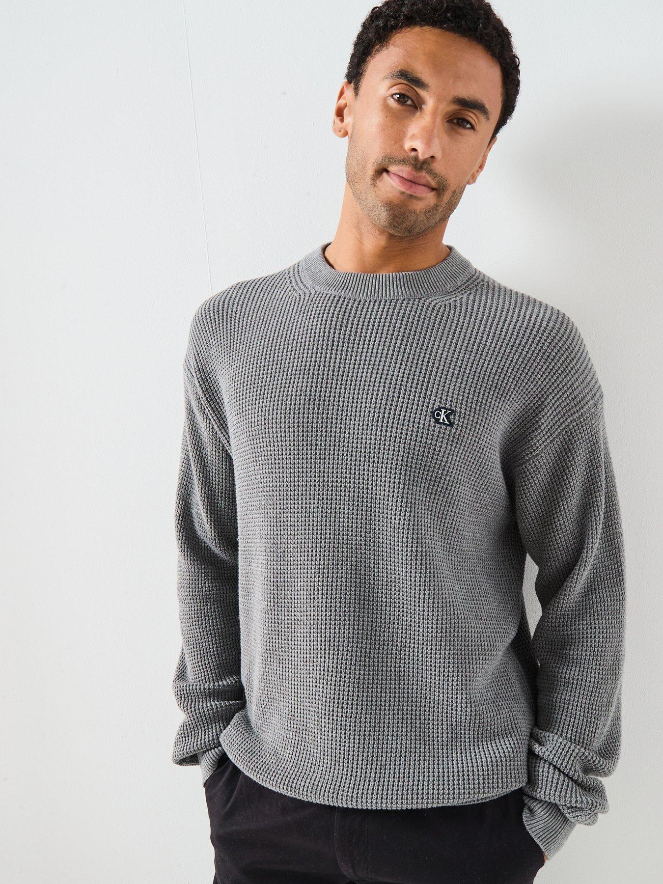 Calvin Klein Jeans Cotton Waffle Knitted Jumper - Grey