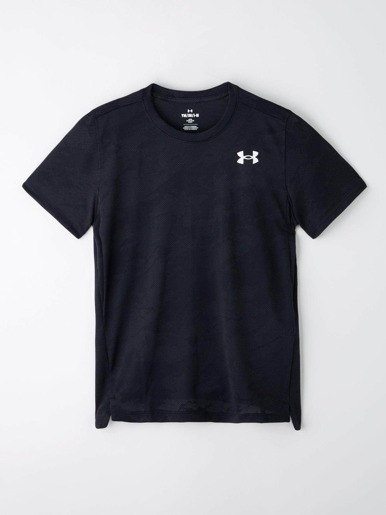 UNDER ARMOUR Junior Boys Training Tech Vent Jacquard T-Shirt - Black