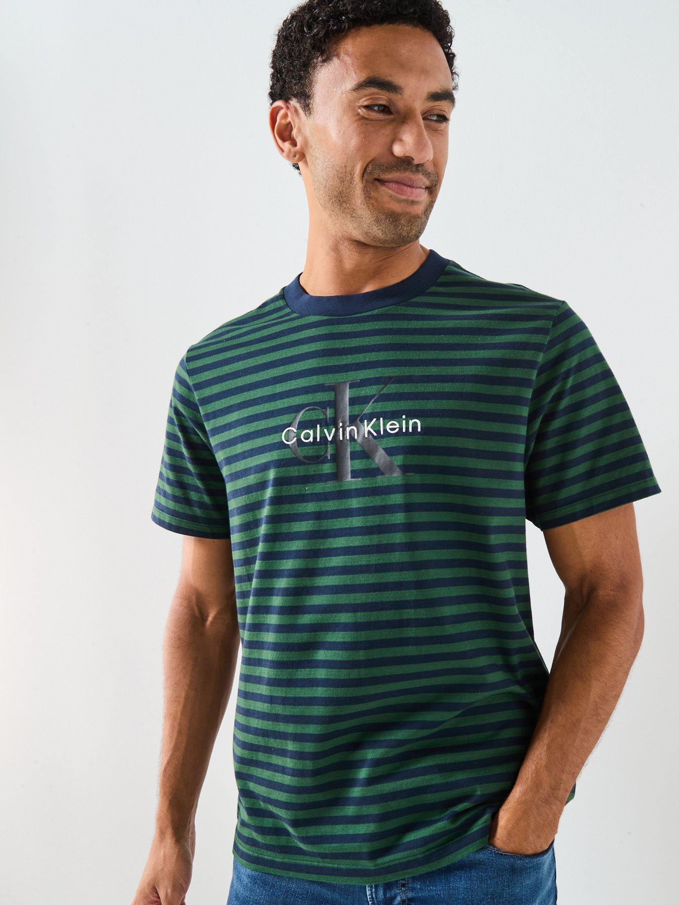 Calvin Klein Jeans Large Monogram Stripe T-Shirt - Green