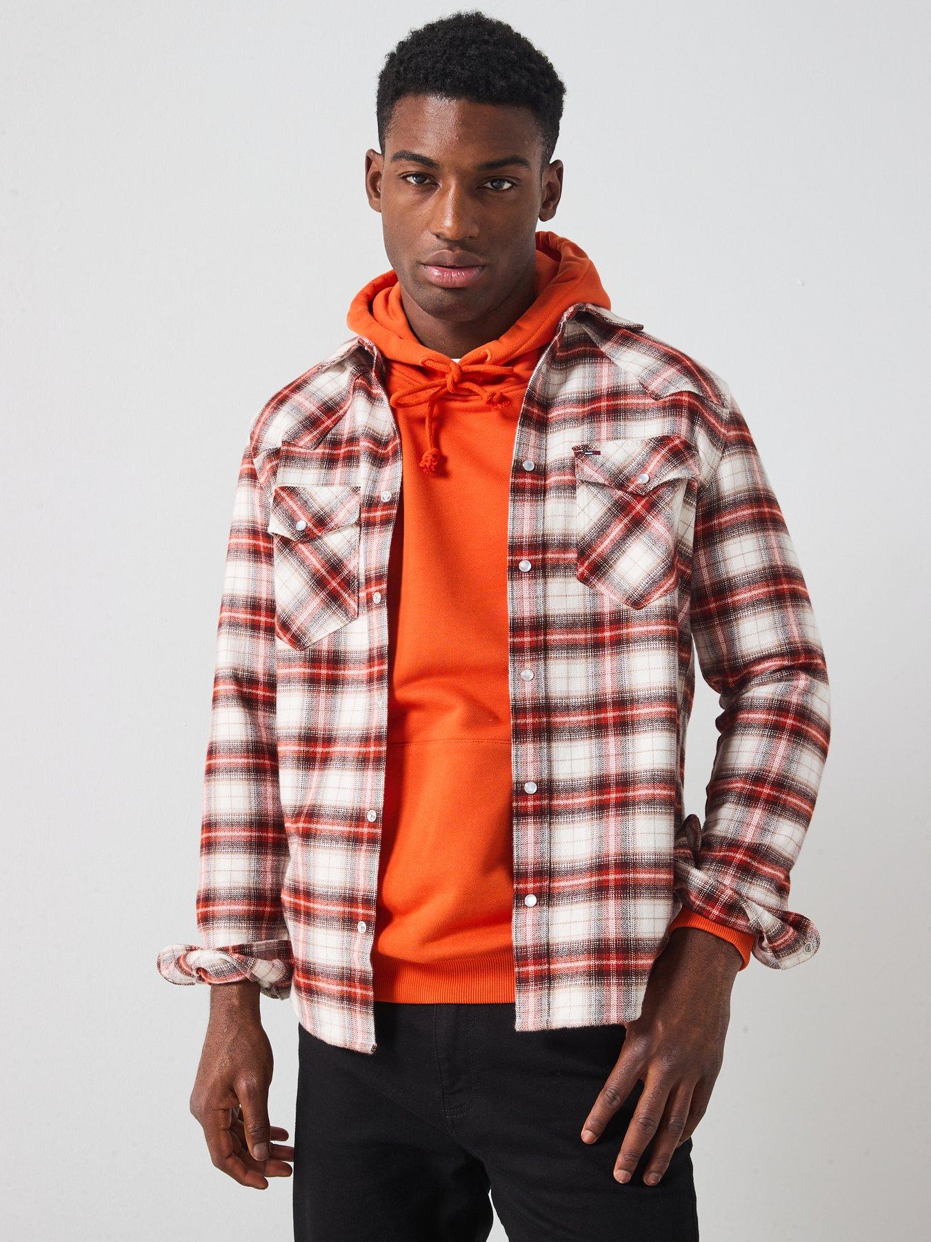 Tommy Jeans Regular Western Flannel Check Shirt - Orange