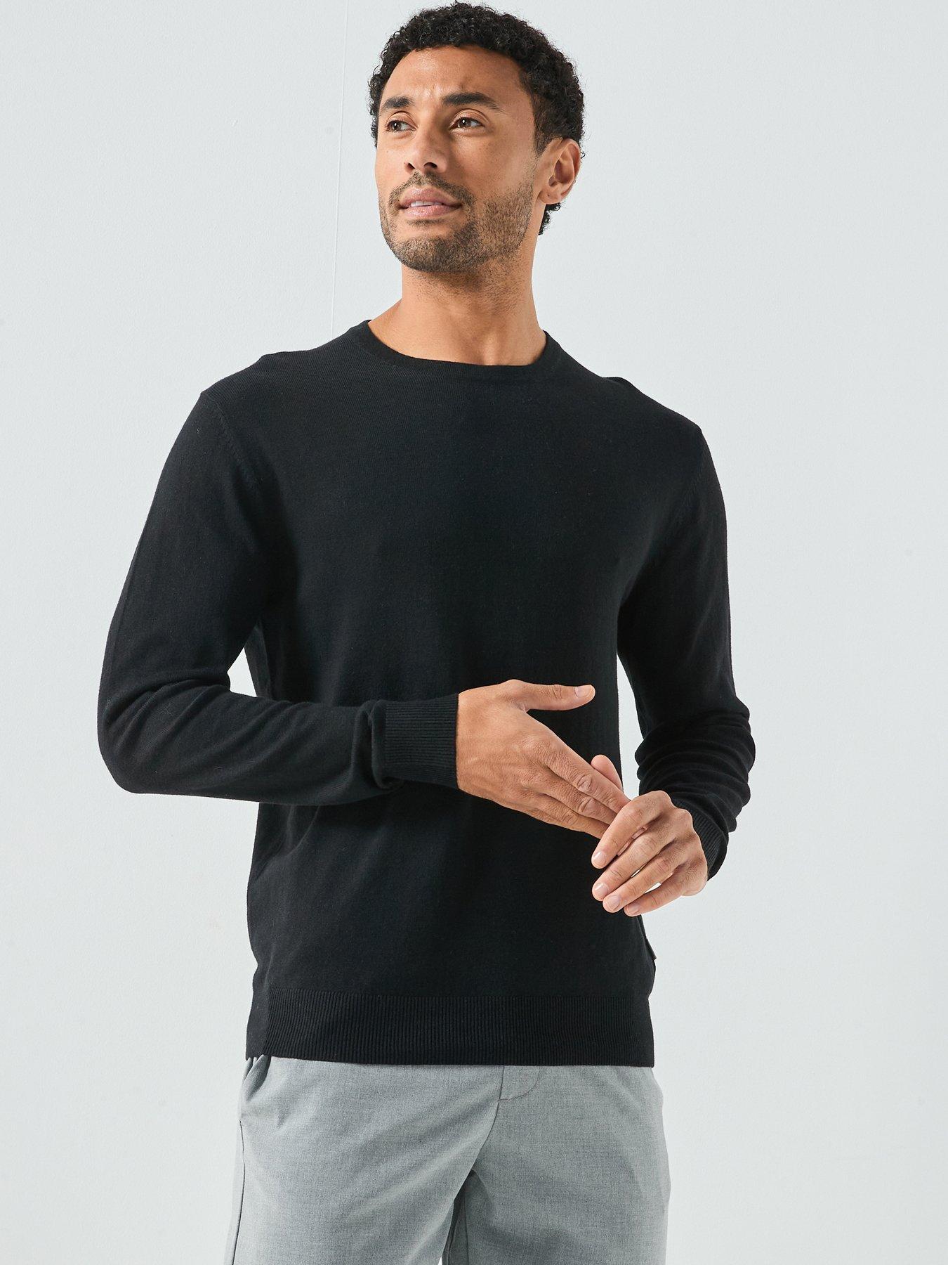 Jack & Jones Fine Gauge Crew Knitted Jumper - Black