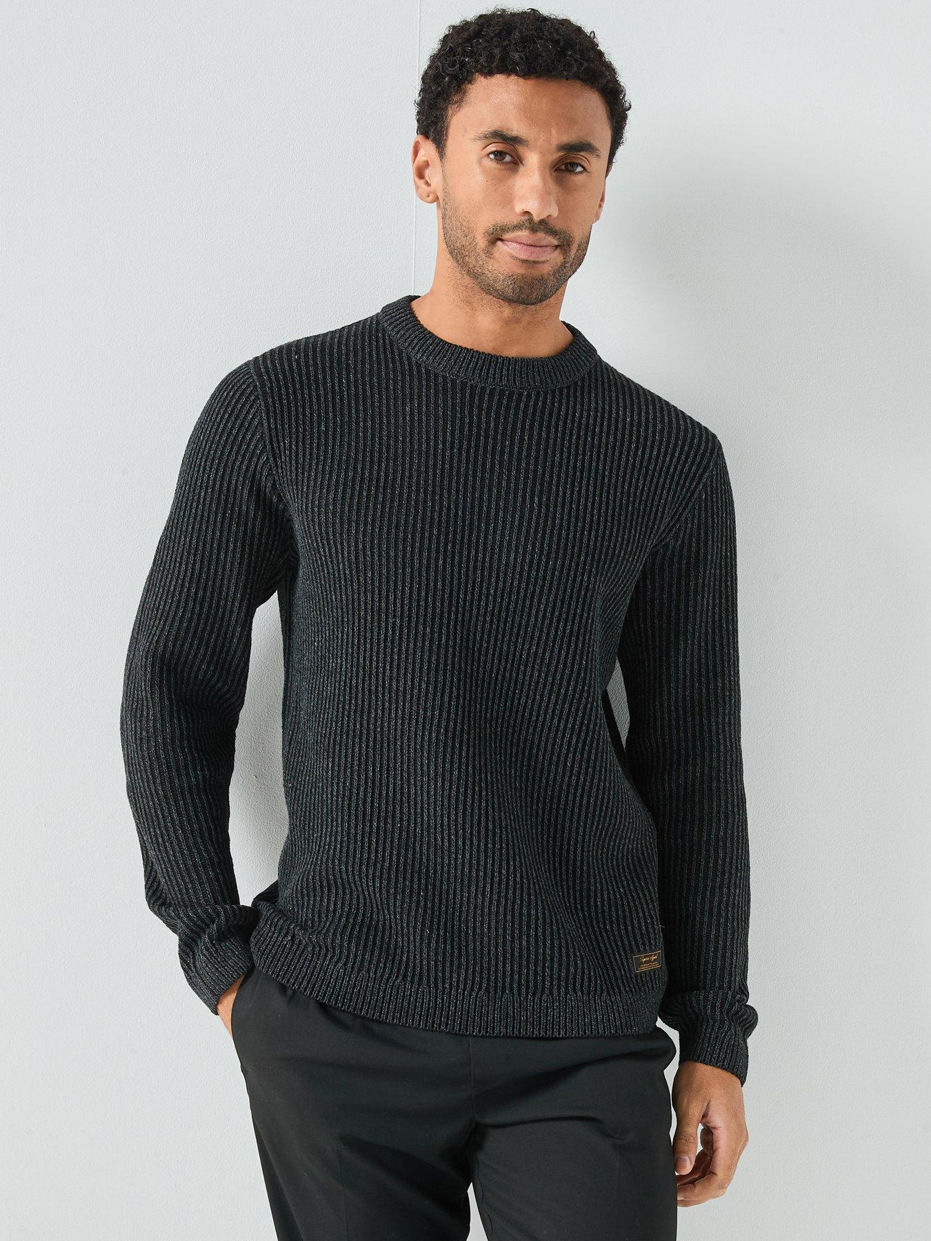 Jack & Jones Dover Textured Ribbed Knitted Jumper - Black