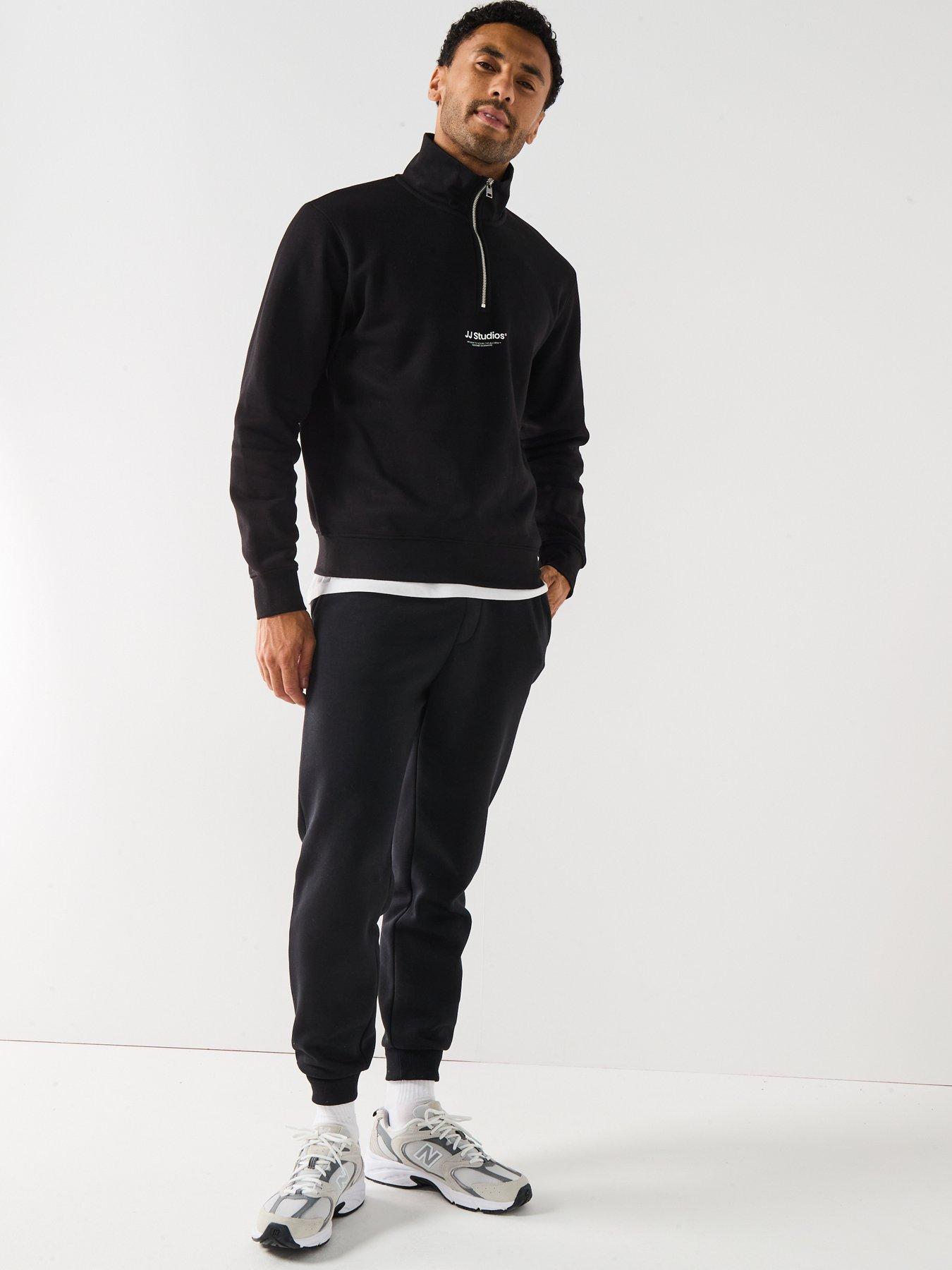 Jack & Jones Soho JJ Studios 1/4 Zip Sweat - Black | Very