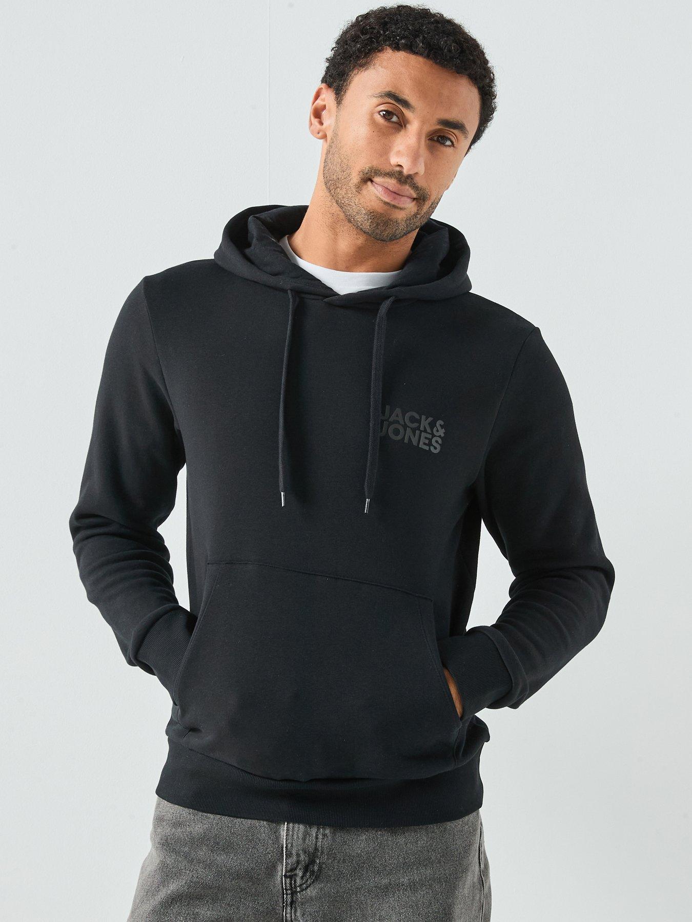Jack & Jones Left Chest Tonal Logo Overhead Hoodie - Black
