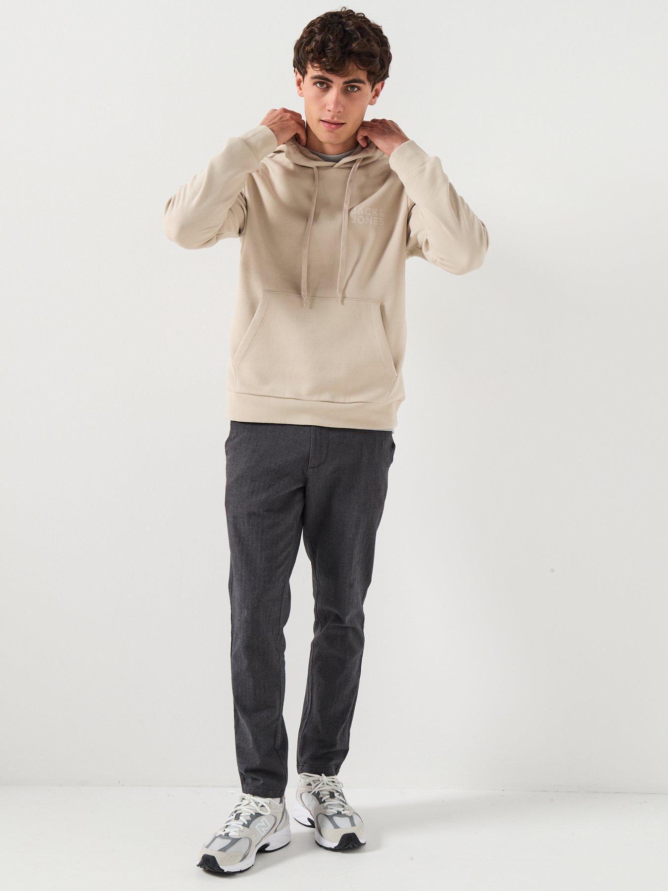 Image 3 of 6 of Jack & Jones Left Chest Tonal Logo Overhead Hoodie - Beige