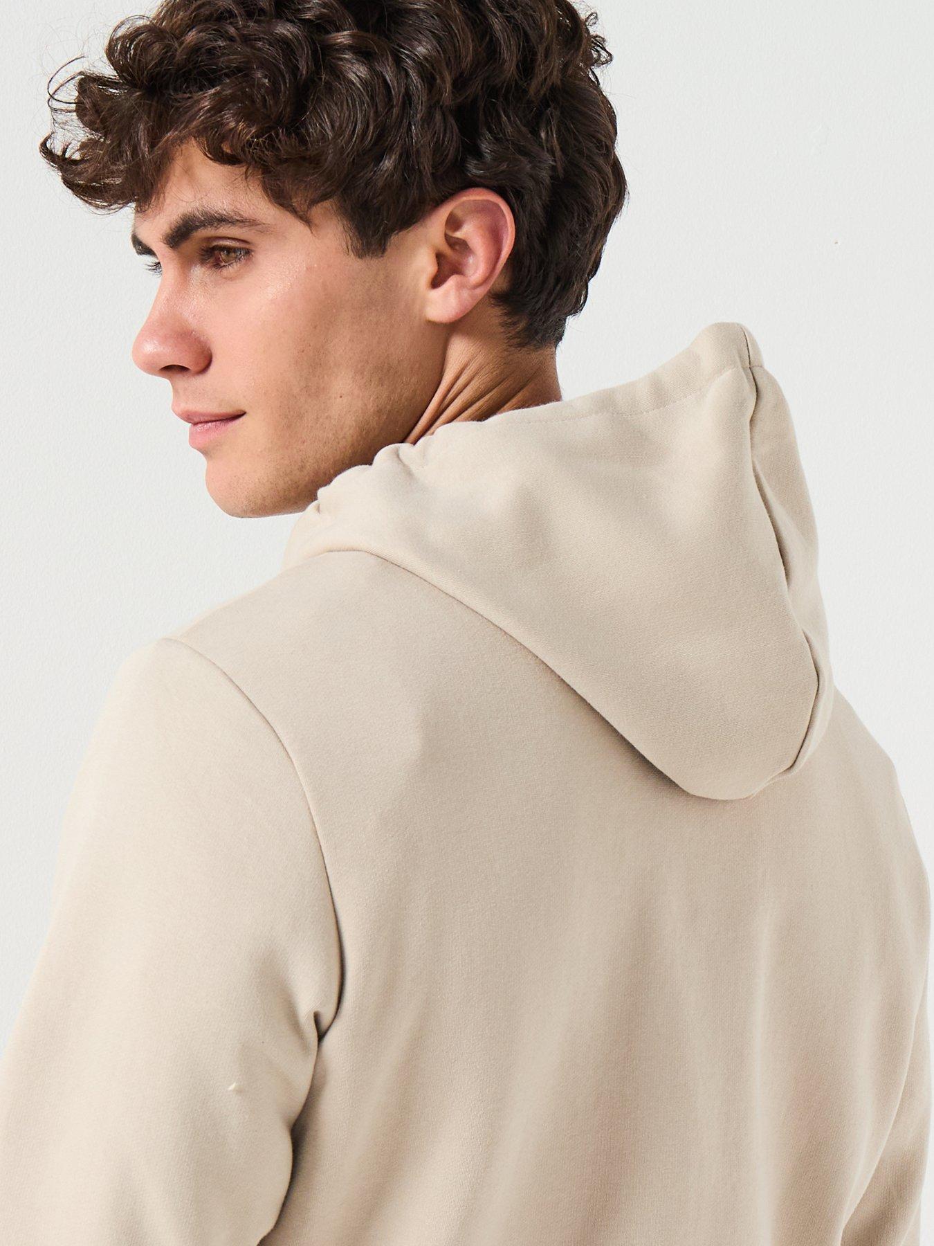 Image 4 of 6 of Jack & Jones Left Chest Tonal Logo Overhead Hoodie - Beige