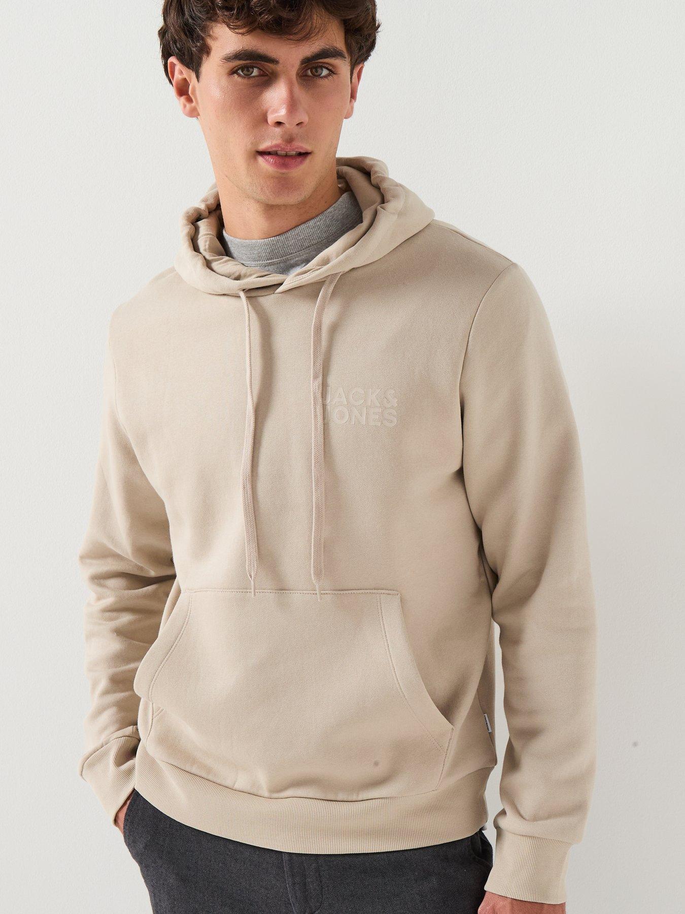 Image 6 of 6 of Jack & Jones Left Chest Tonal Logo Overhead Hoodie - Beige