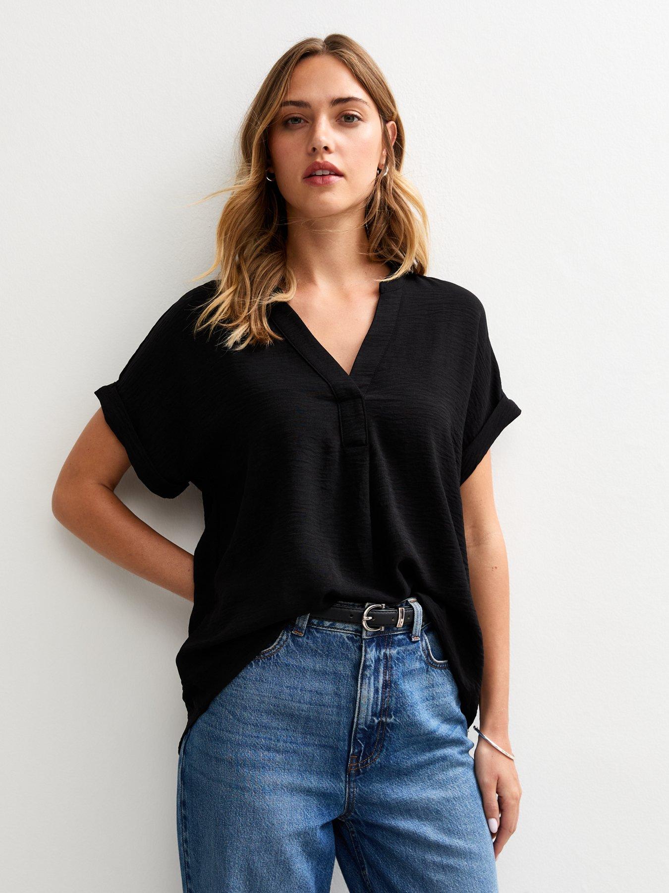 undefined Black V-neck Top