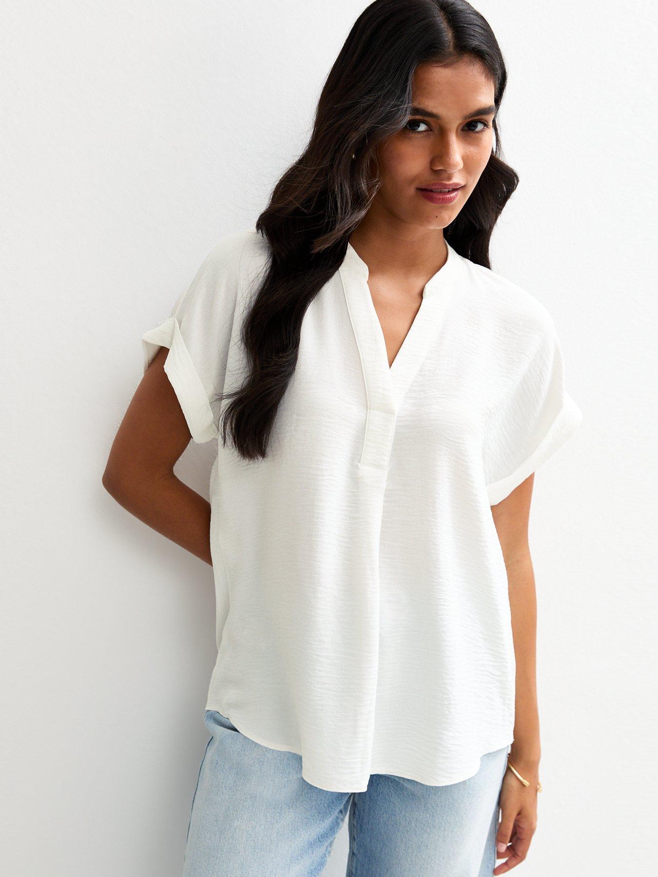 undefined White Crinkled Collared Top