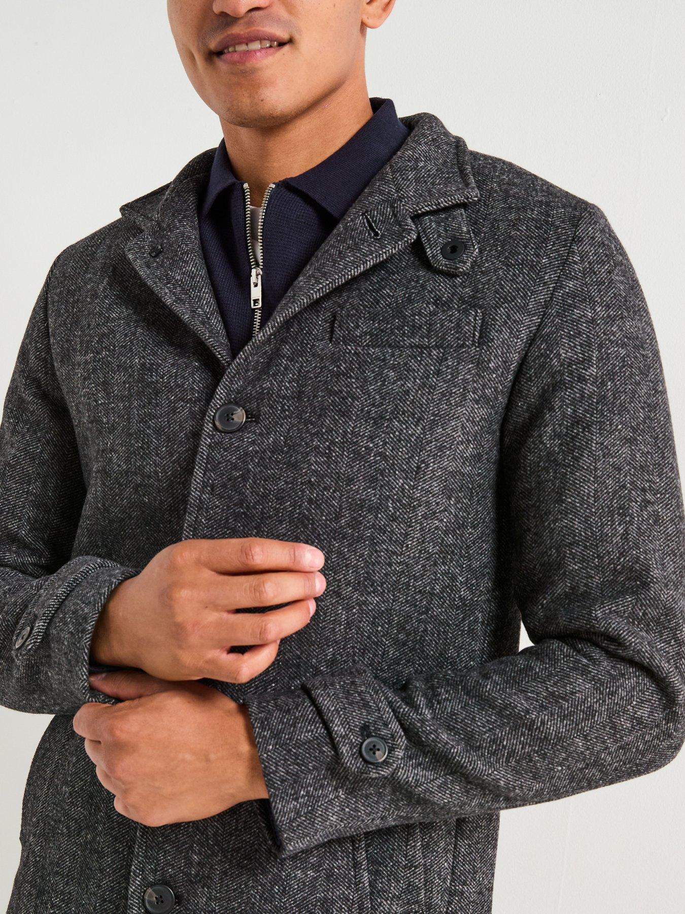 ジャケット・アウター OVERCOAT WOOL MELTON OVERSIZED JACKET Jack & Jones Melton Wool Blend Stand Collar Overcoat - Dark Grey
