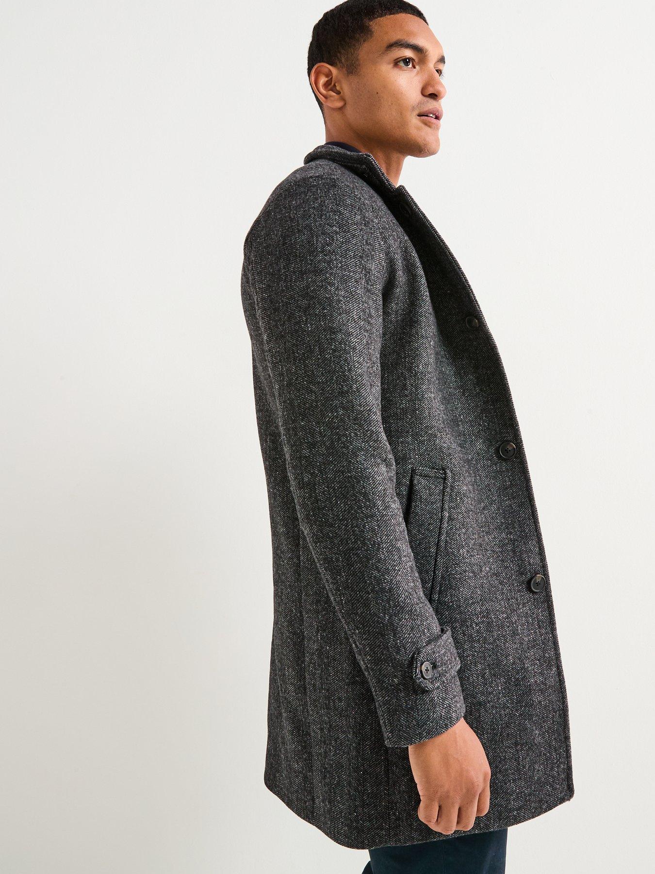 ジャケット・アウター OVERCOAT WOOL MELTON OVERSIZED JACKET Jack & Jones Melton Wool Blend Stand Collar Overcoat - Dark Grey