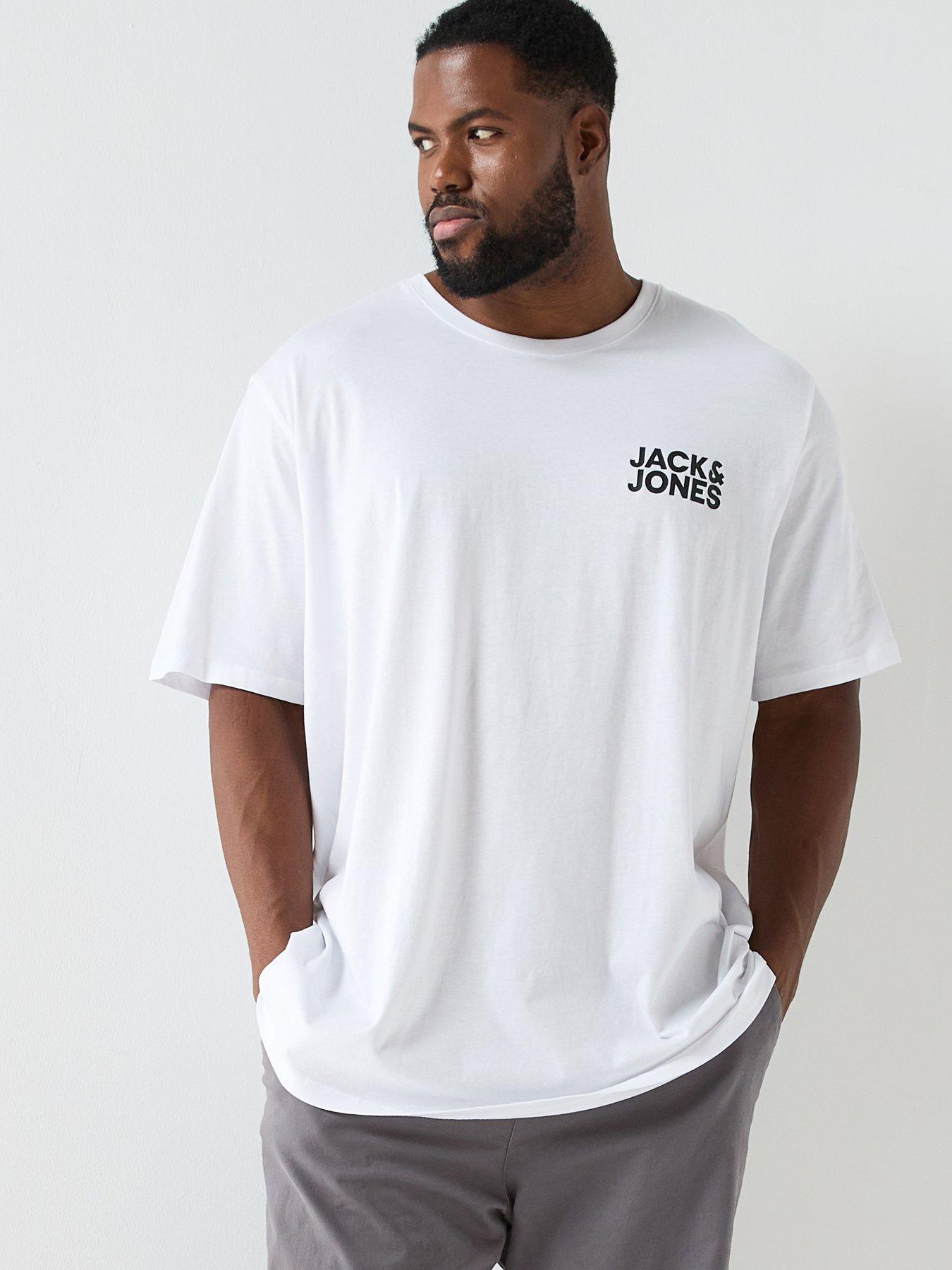 Jack & Jones Plus Size Left Chest Graphic Logo T-Shirt - White