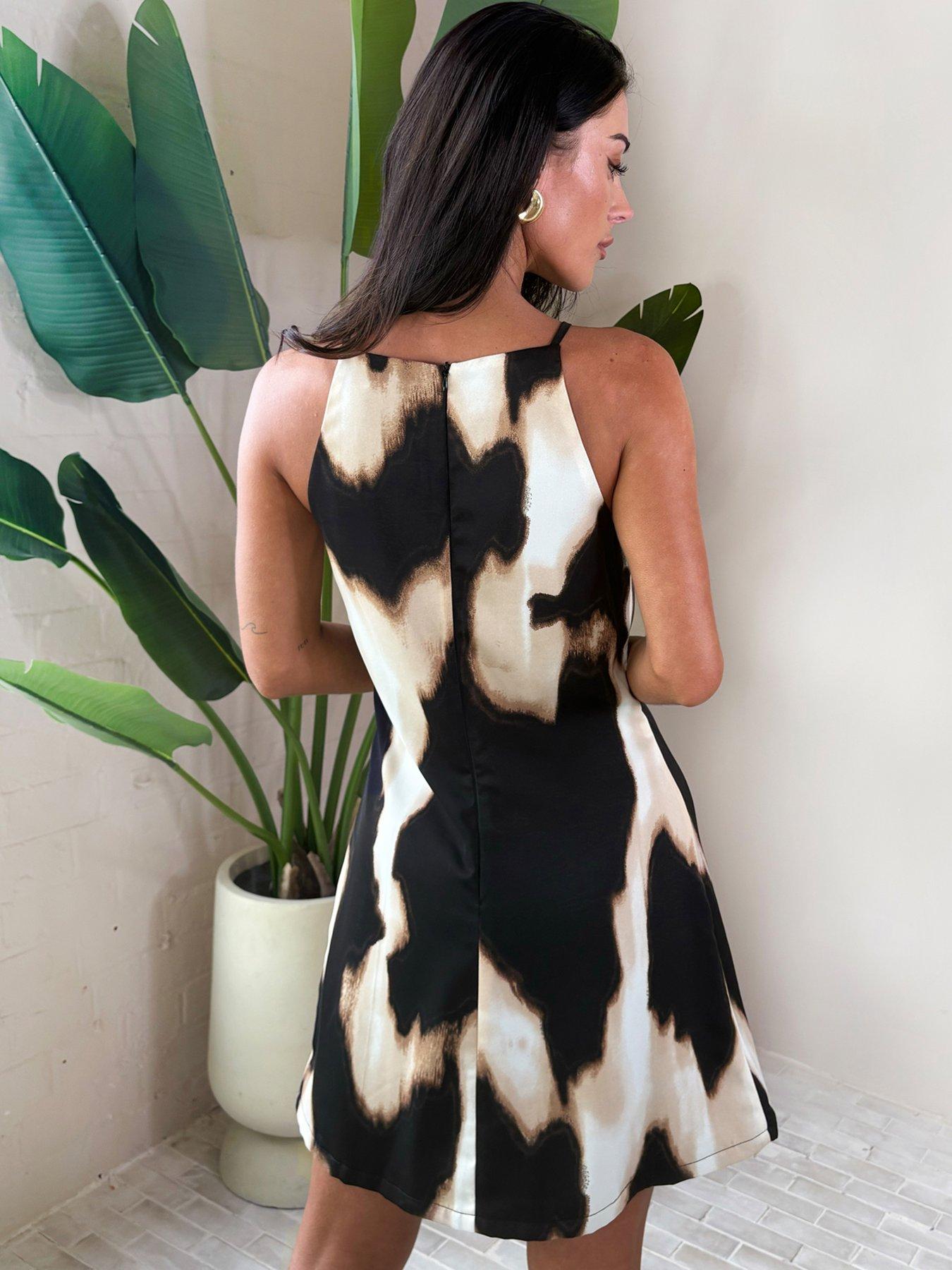 AX Paris Marble Print Racer Neck Slip Mini Dress - Brown | Very