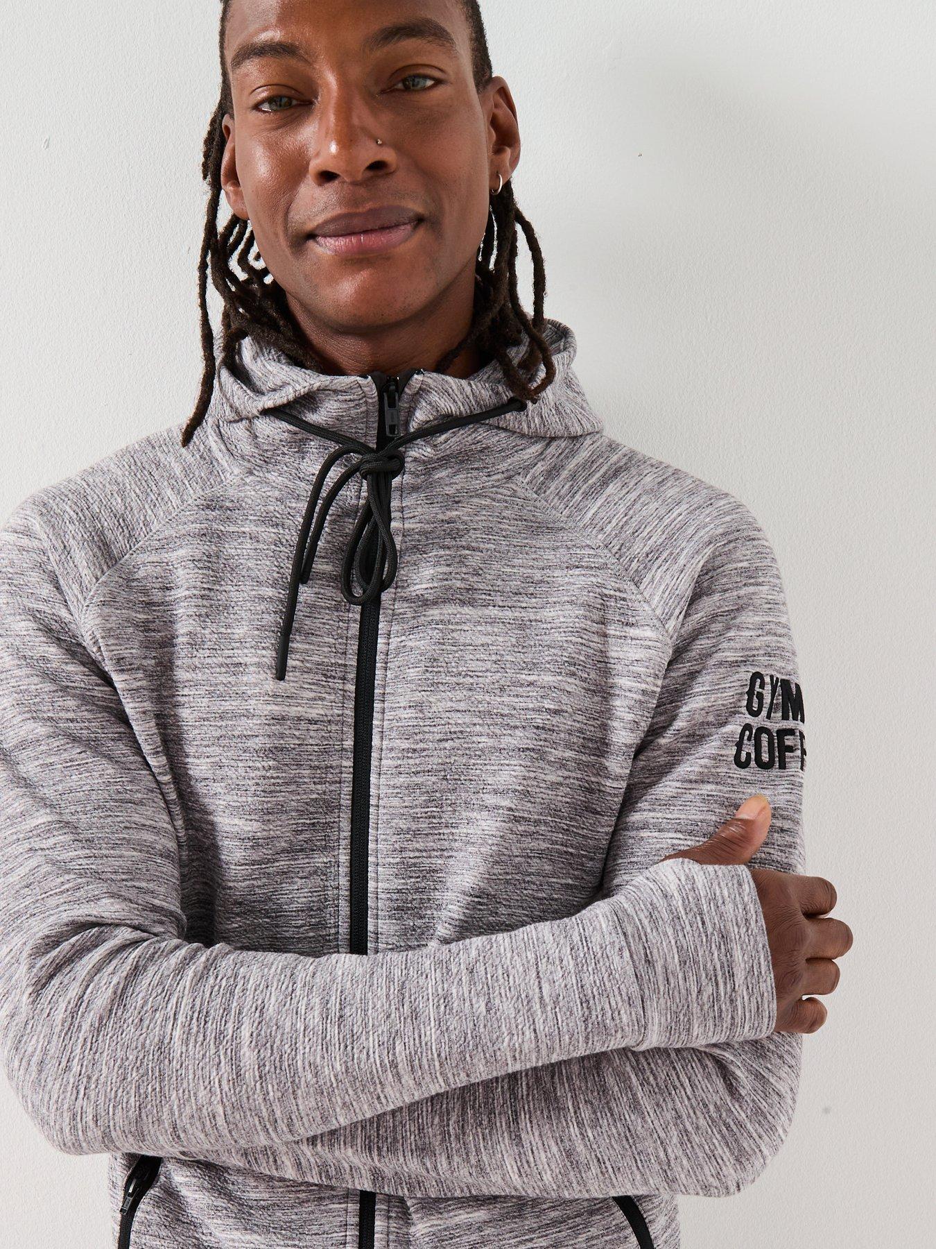 Image 5 of 6 of Gym + Coffee Mens Training Fleck Hoodie - Grey