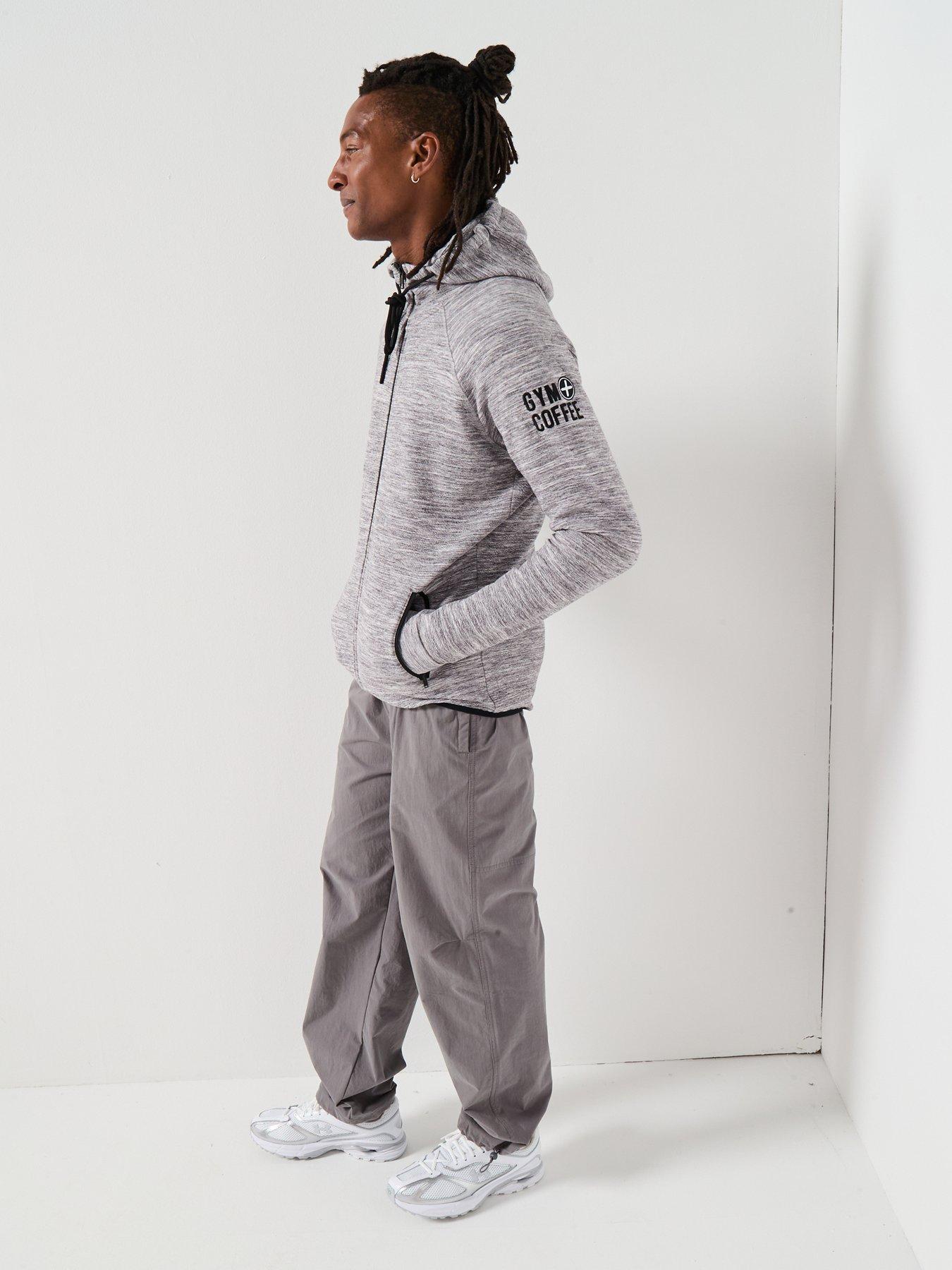 Image 6 of 6 of Gym + Coffee Mens Training Fleck Hoodie - Grey