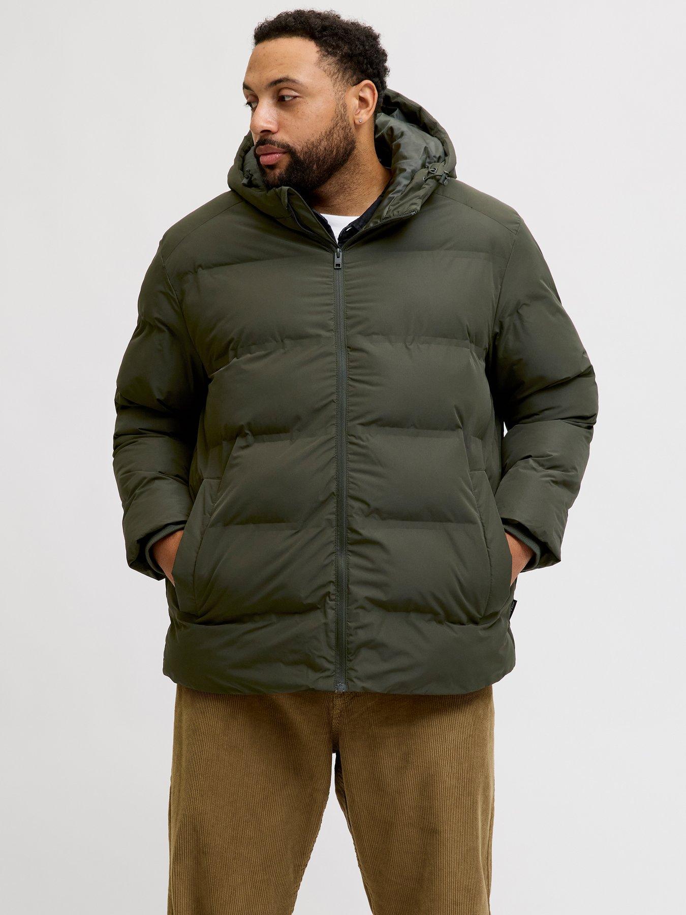 Jack & Jones Plus Size Hooded Quilted Jacket - Dark Green