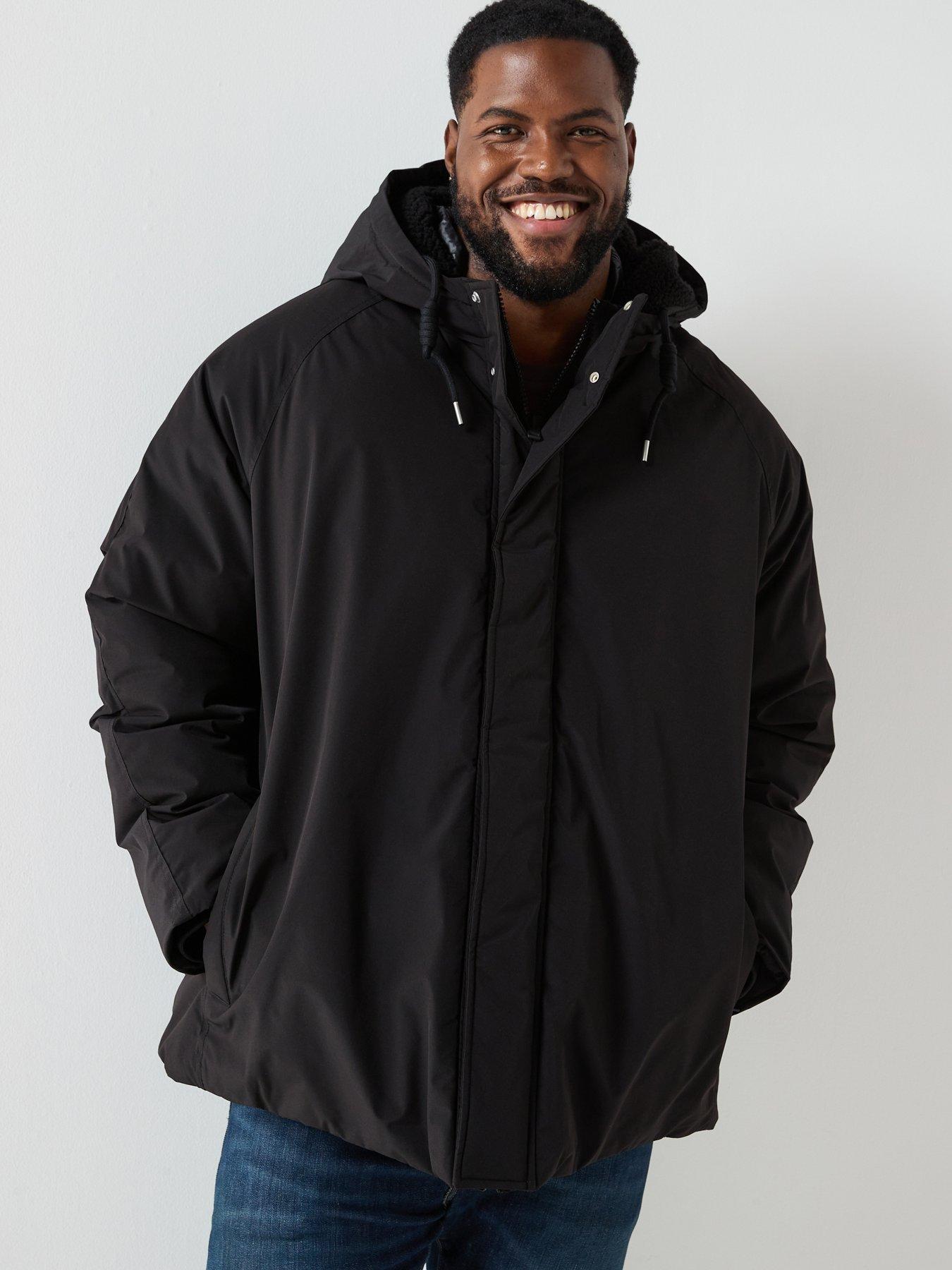 Jack & Jones Plus Size Wood Parka Coat  - Black