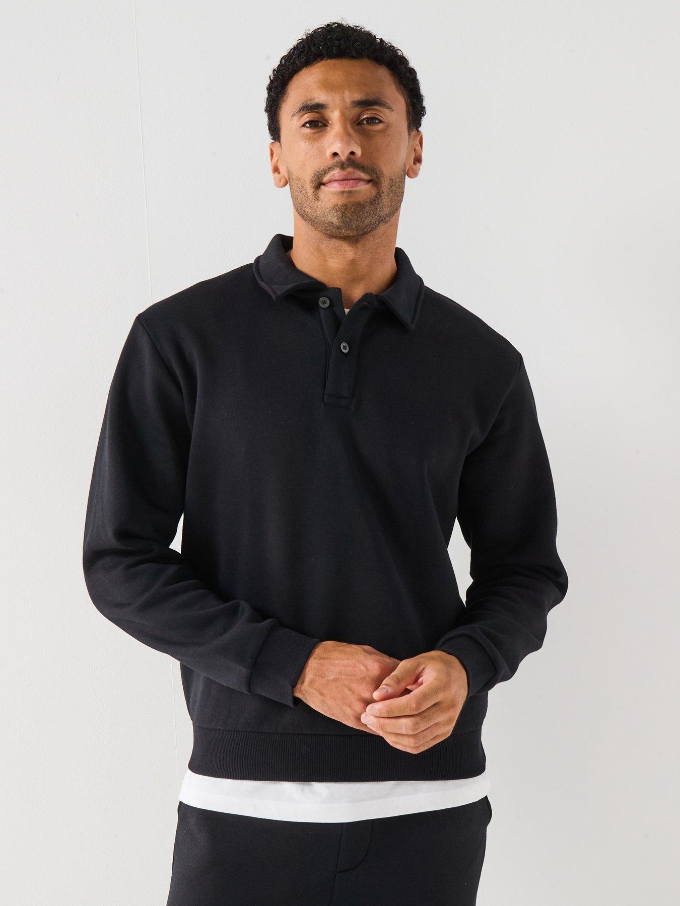 Jack & Jones Bradley 1/4 Button Sweat - Black