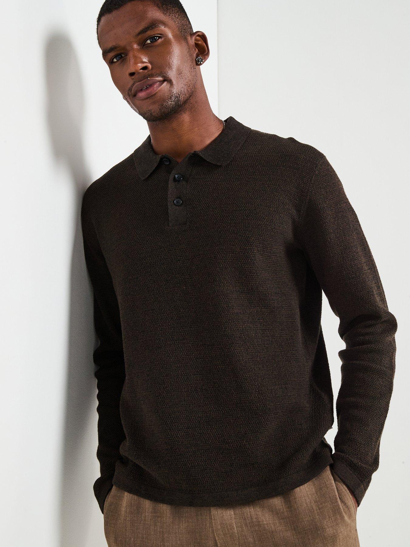 undefined George Textured Knitted Polo - Black