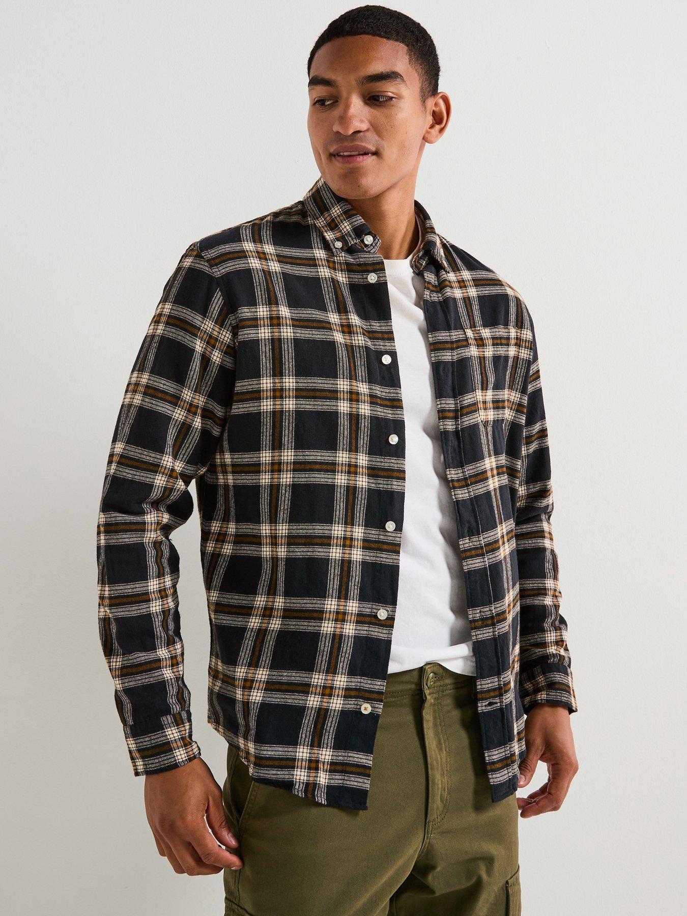 undefined Classic Flannel Long Sleeve Check Shirt - Black