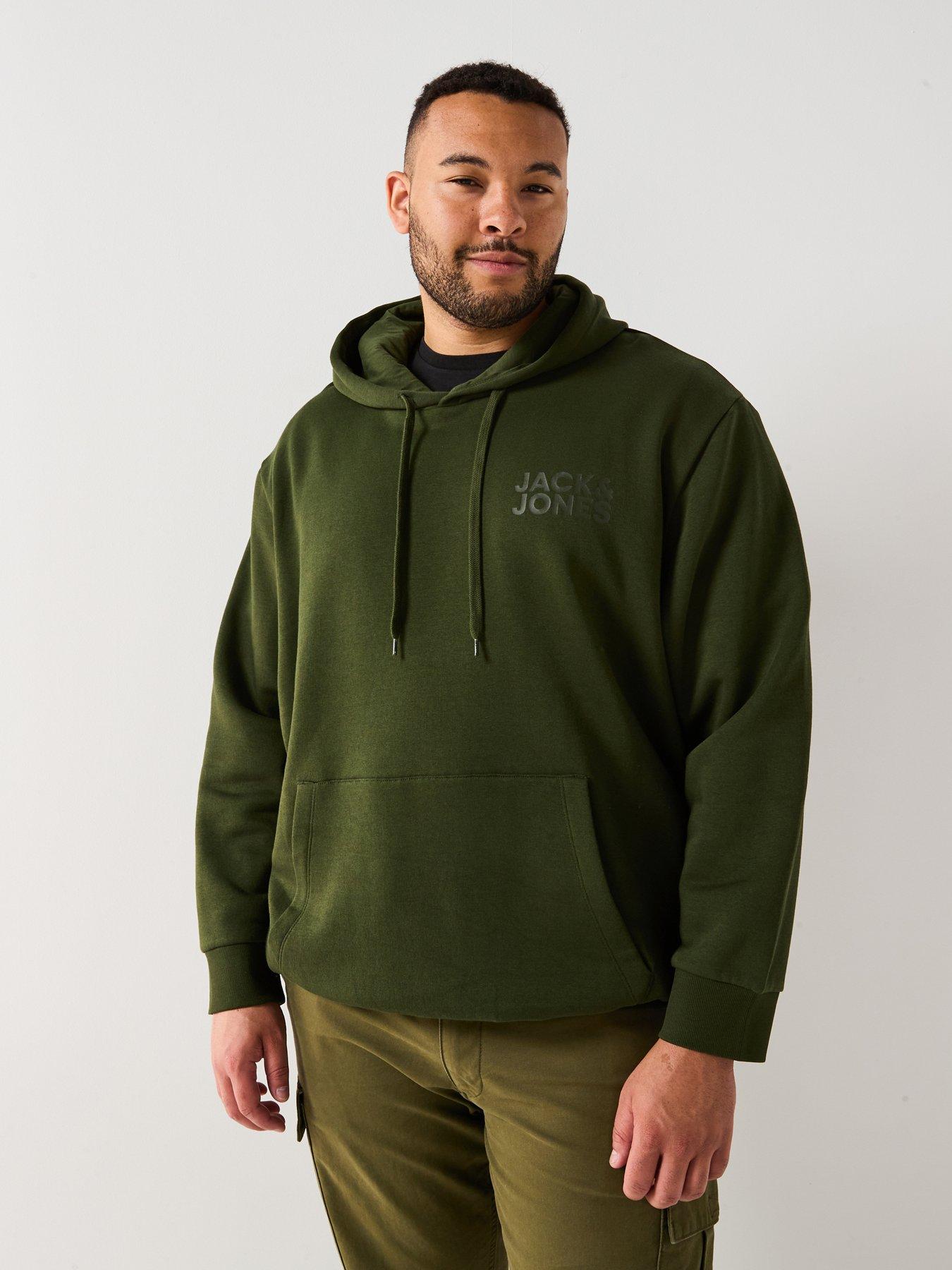 Jack & Jones Plus Size Left Chest Tonal Logo Overhead Hoodie - Beige