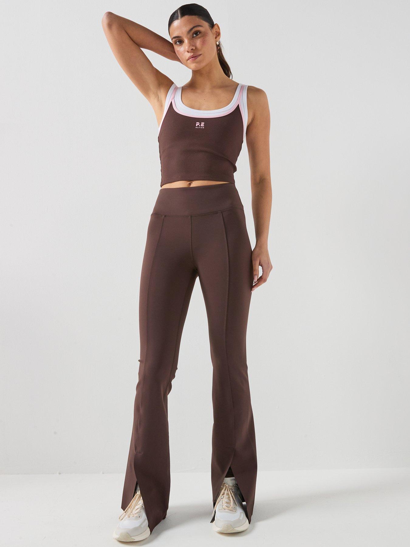 Image 3 of 6 of P.E Nation Womens Training Elevation Flared Leggings - Brown