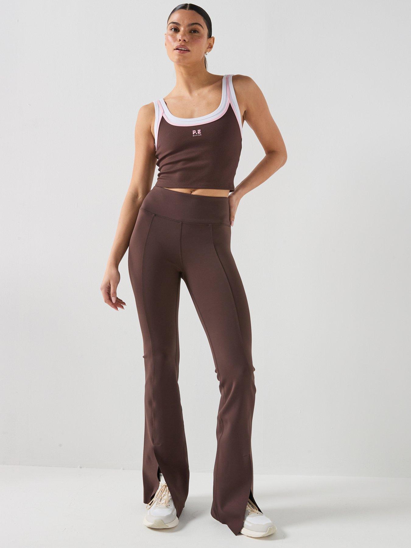 Image 6 of 6 of P.E Nation Womens Training Elevation Flared Leggings - Brown