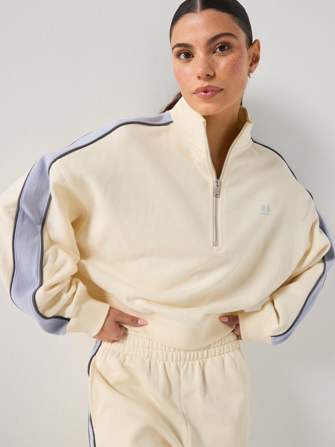 P.E Nation Womens Training Align Zip Neck Sweatshirt - Whisper White