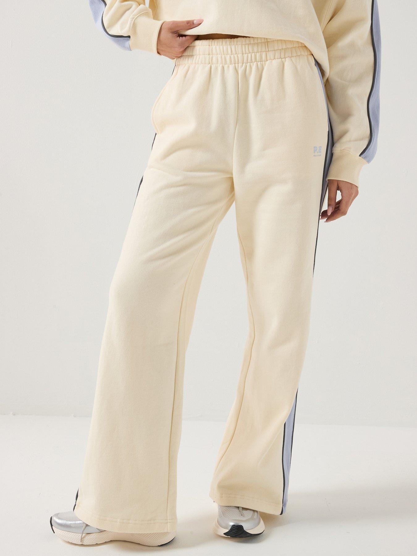P.E Nation Womens Training Align Wide Leg Trackpants - Off White