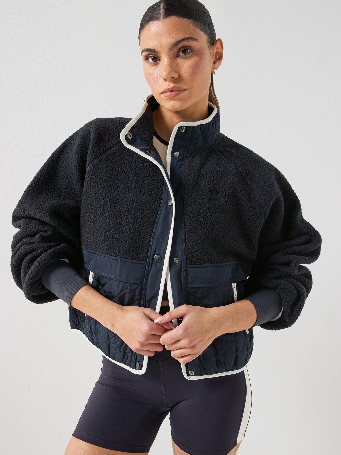 Image 1 of 6 of P.E Nation Womens Training Technique Quilt and Fleece Jacket - Navy