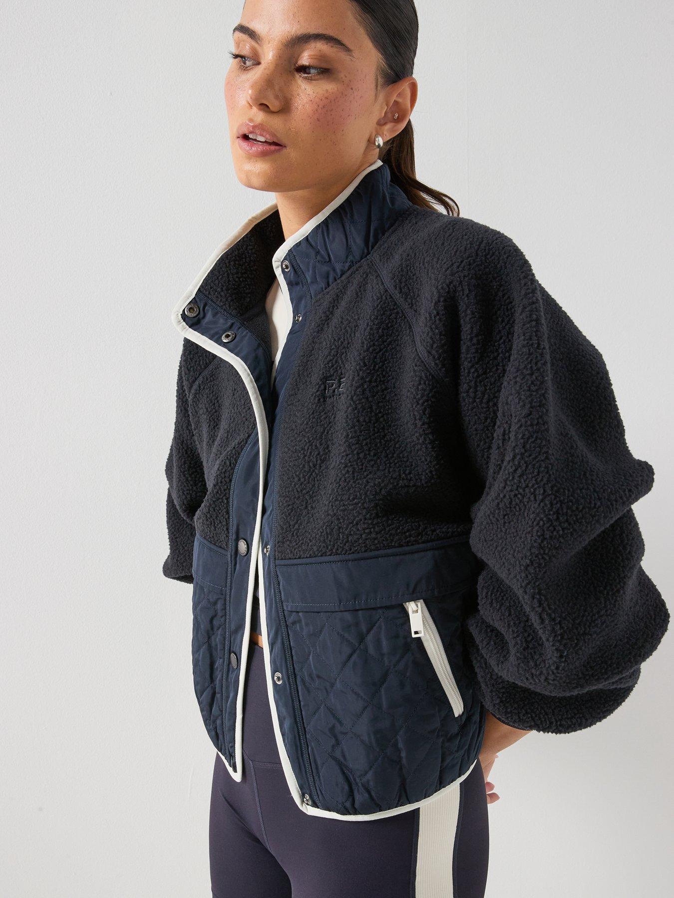 Image 5 of 6 of P.E Nation Womens Training Technique Quilt and Fleece Jacket - Navy