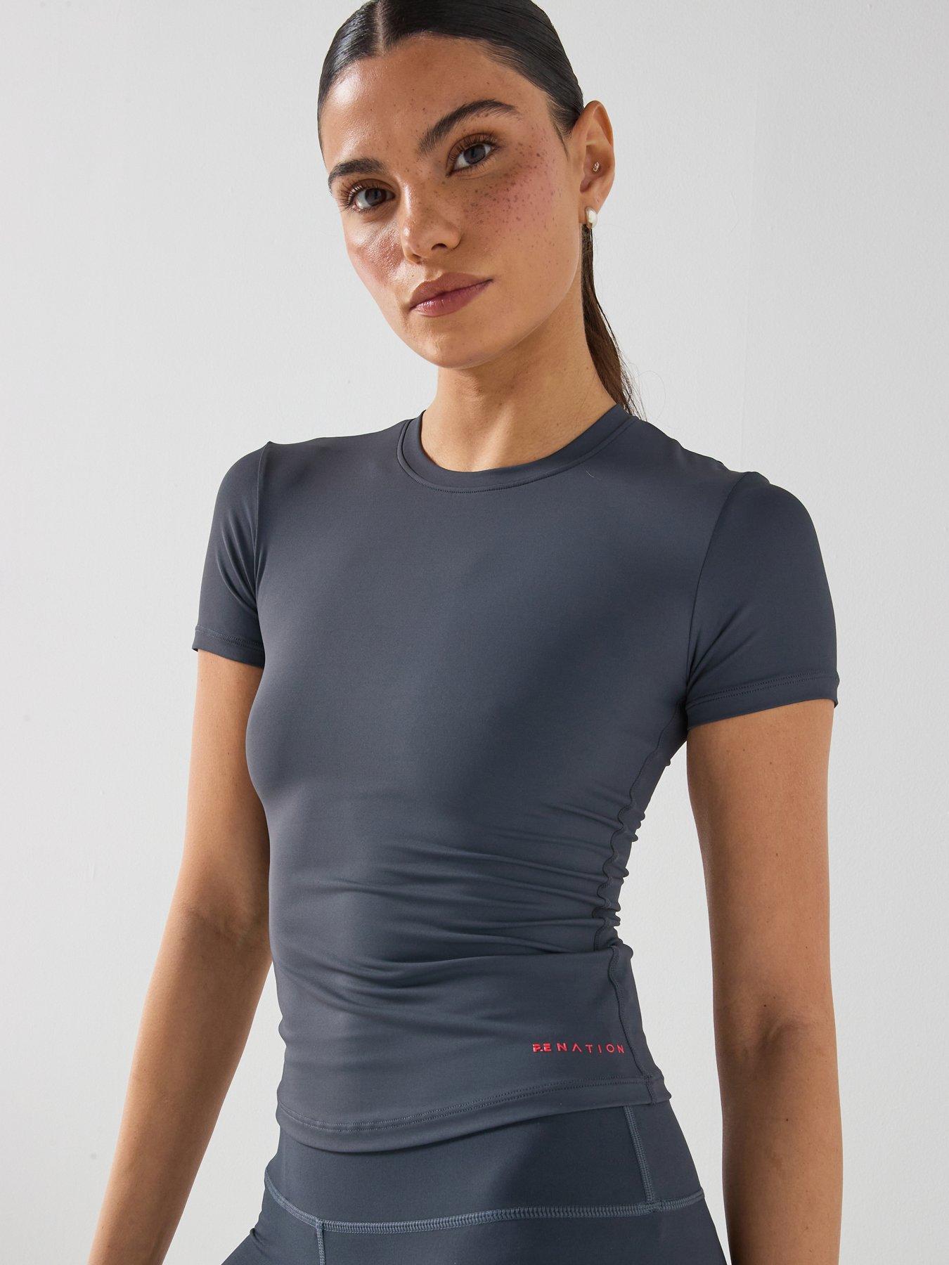 Image 1 of 6 of P.E Nation Womens Training Foundation Slim Fit T-Shirt - Navy