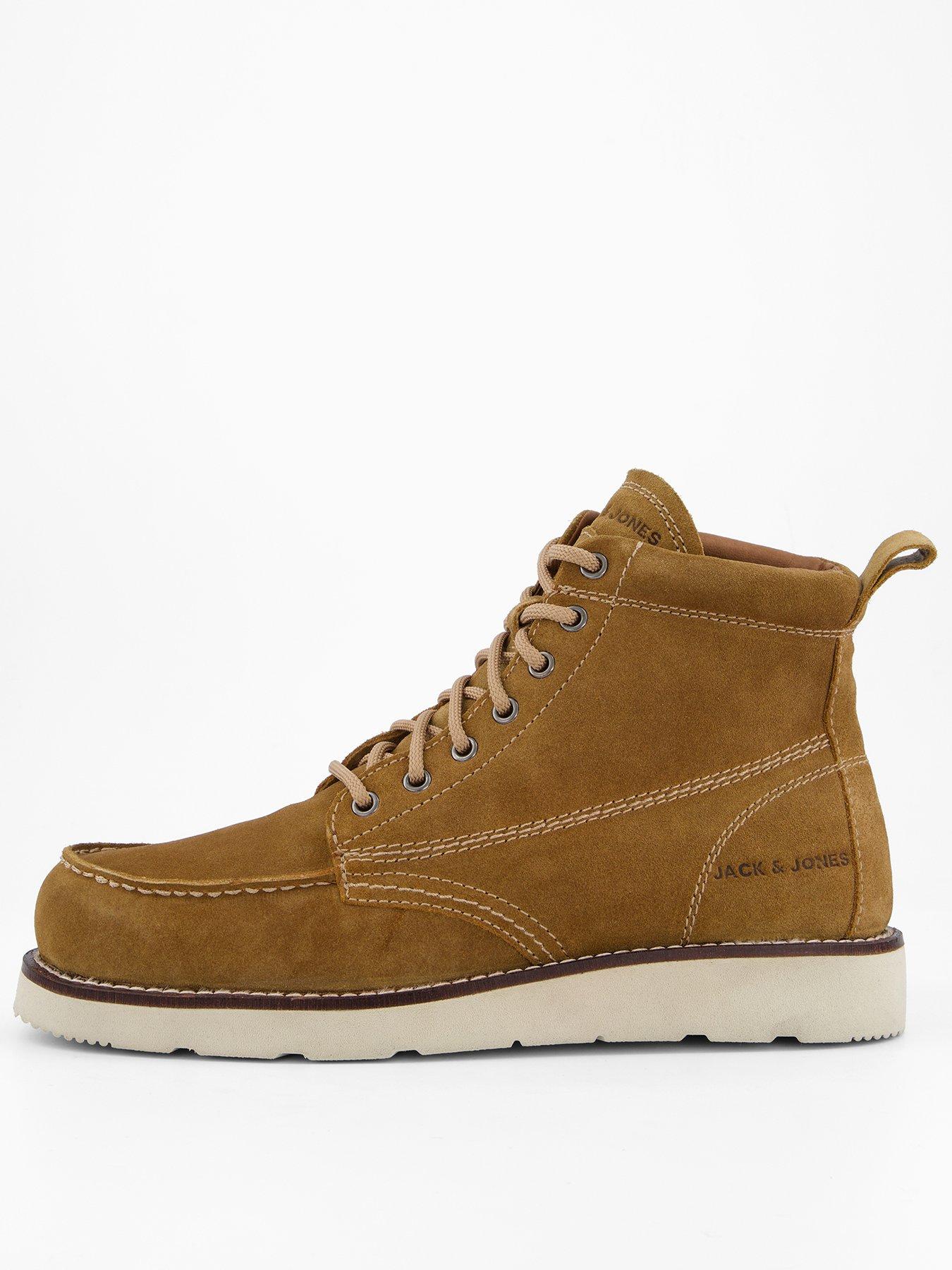 Image 1 of 7 of Jack & Jones Toronto Apron Suede Lace Up Boots - Light Brown