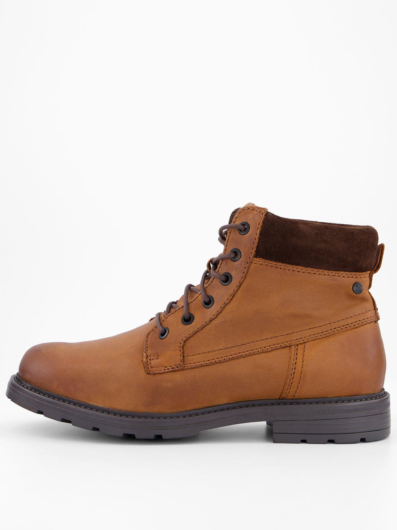 Image 1 of 7 of Jack & Jones Cranfiled Lace Leather Boots - Brown