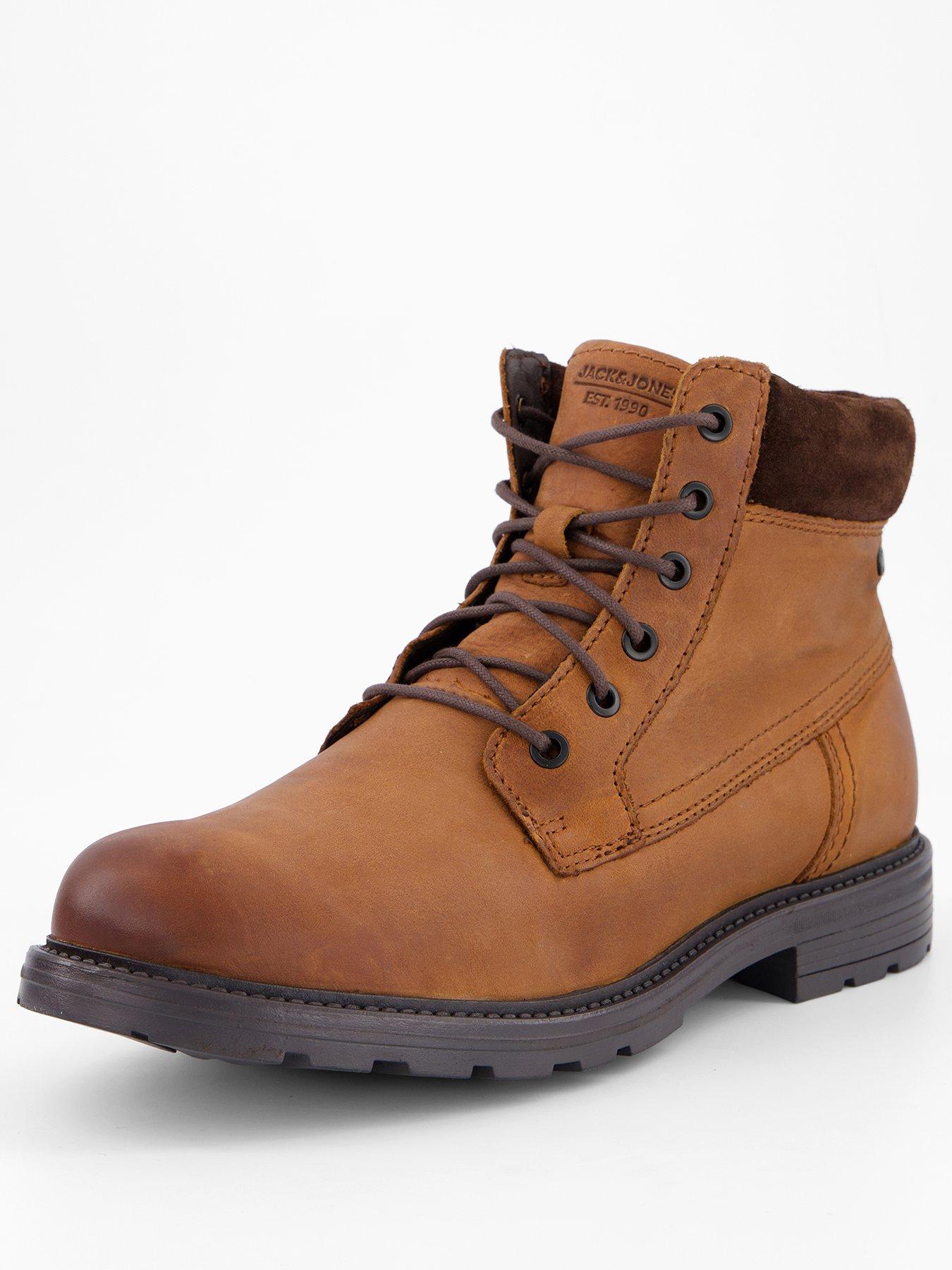 Image 2 of 7 of Jack & Jones Cranfiled Lace Leather Boots - Brown