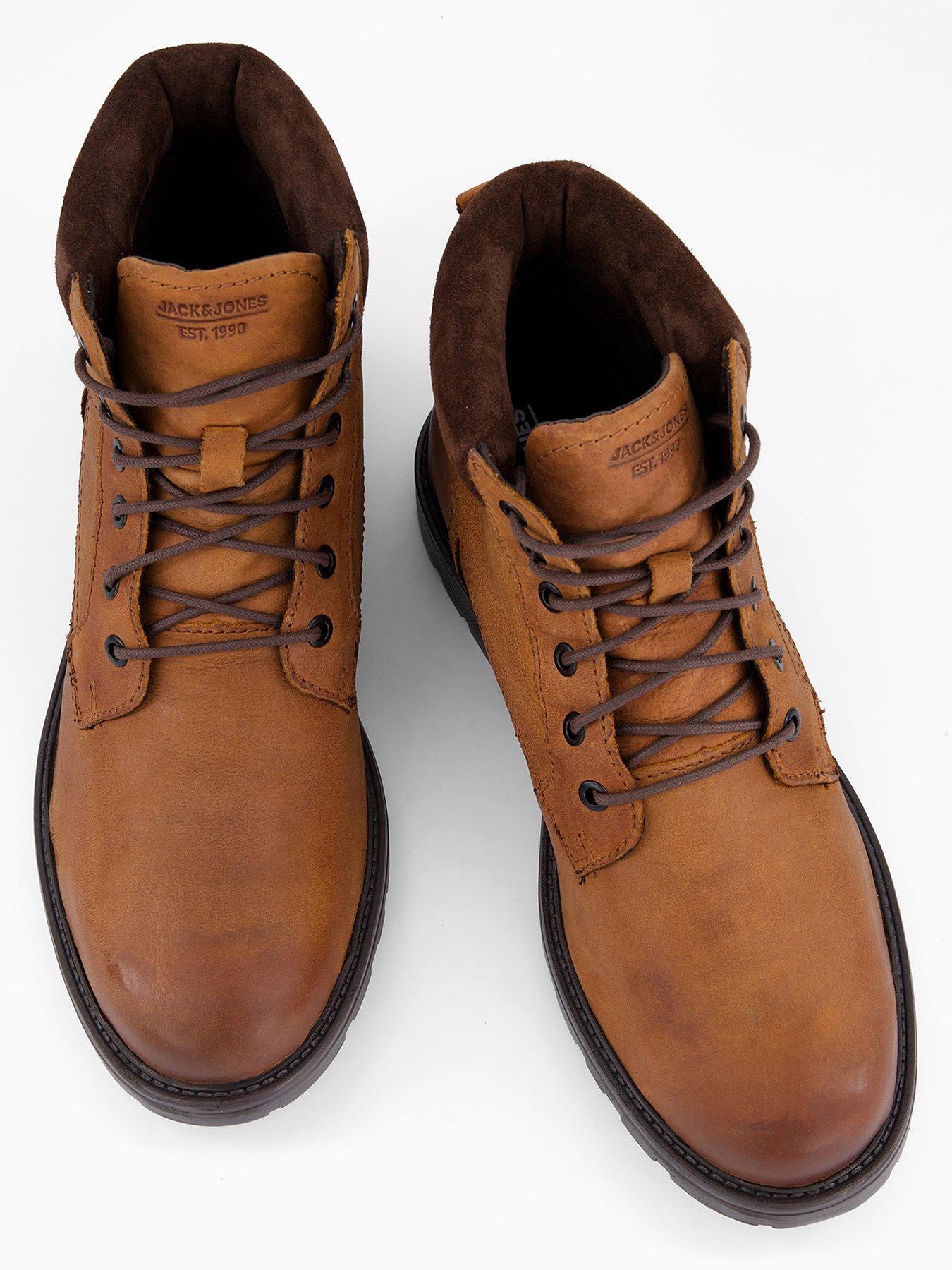 Image 3 of 7 of Jack & Jones Cranfiled Lace Leather Boots - Brown