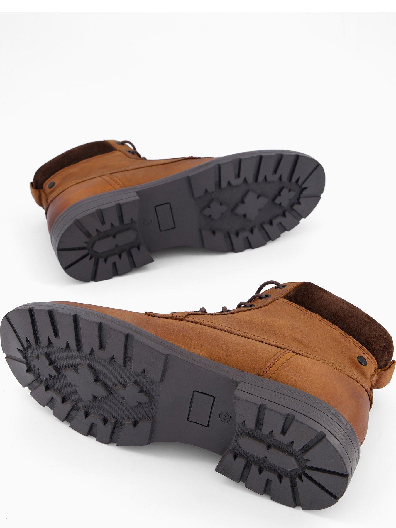 Image 4 of 7 of Jack & Jones Cranfiled Lace Leather Boots - Brown