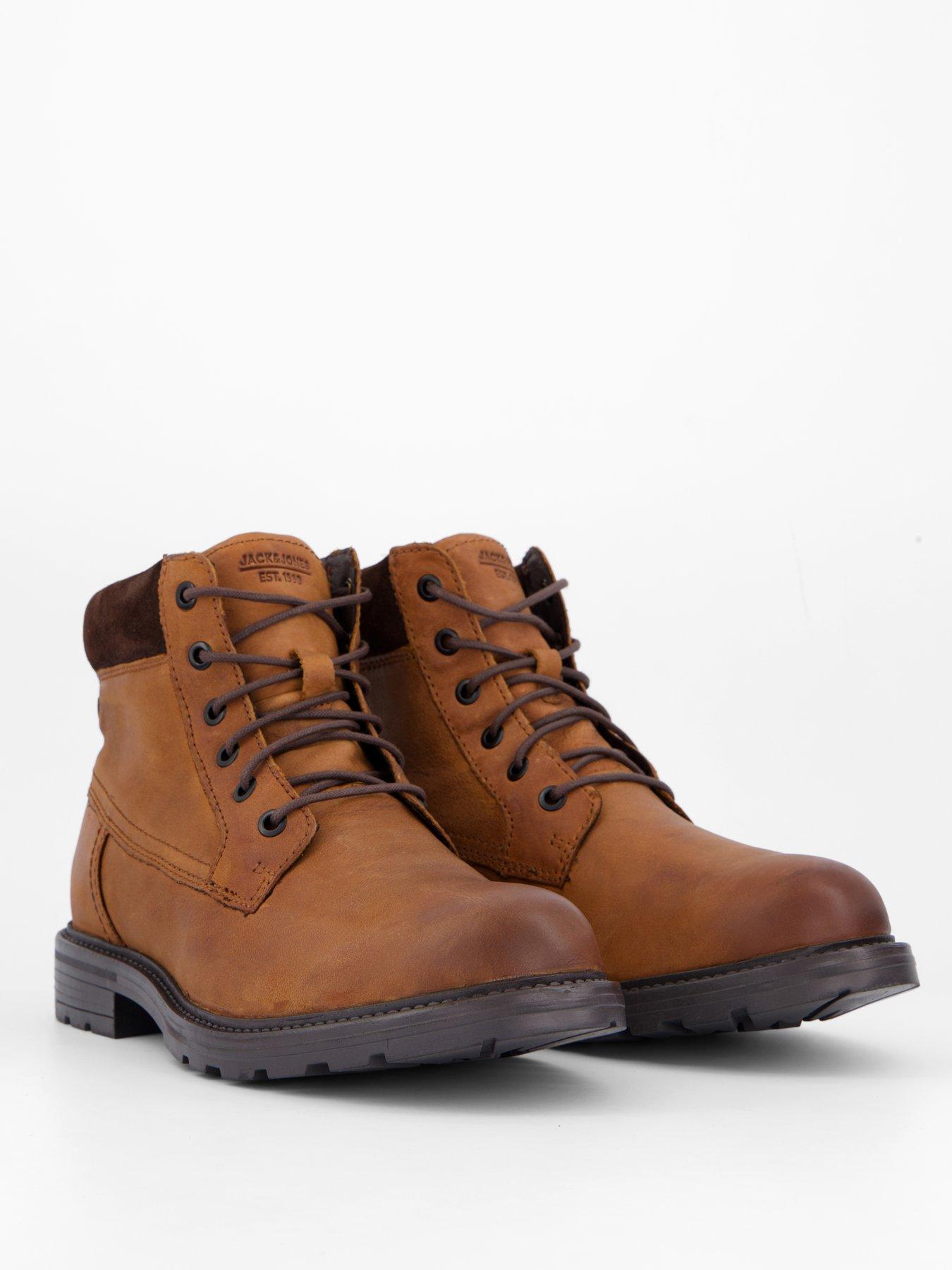 Image 6 of 7 of Jack & Jones Cranfiled Lace Leather Boots - Brown