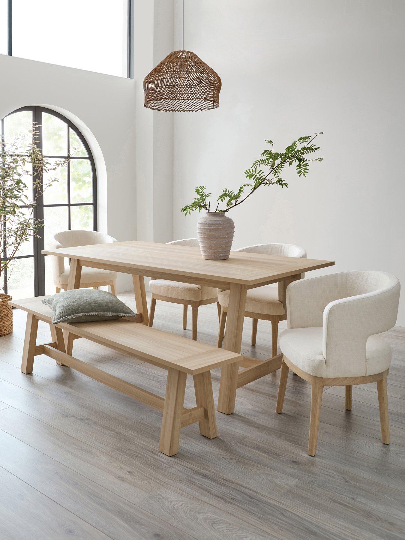 Michelle Keegan Home Lindley 185 cm Dining Table + 1 Bench + 4 Chairs - FSC® Certified