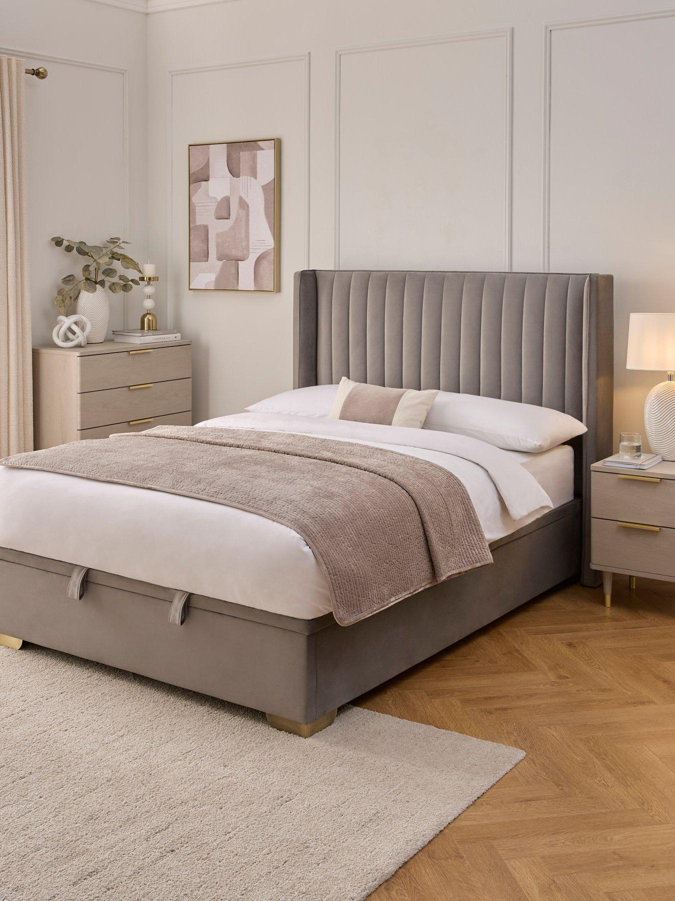 Very Home Kingston Velvet Lift Up Bed with Mattress options (Buy  &  SAVE!) - Grey