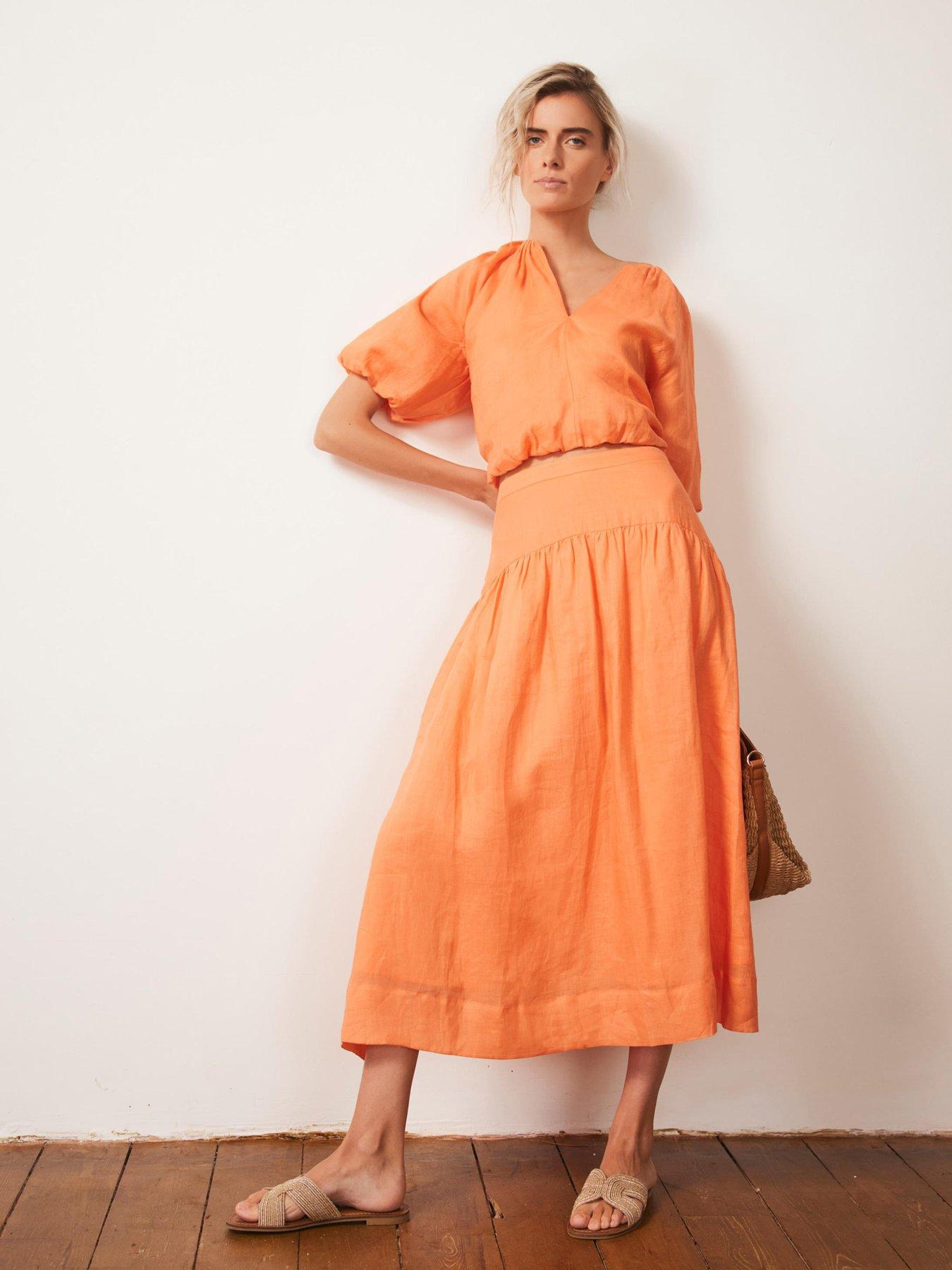 Image 3 of 6 of Mint Velvet Drop Waist Maxi Skirt - Orange