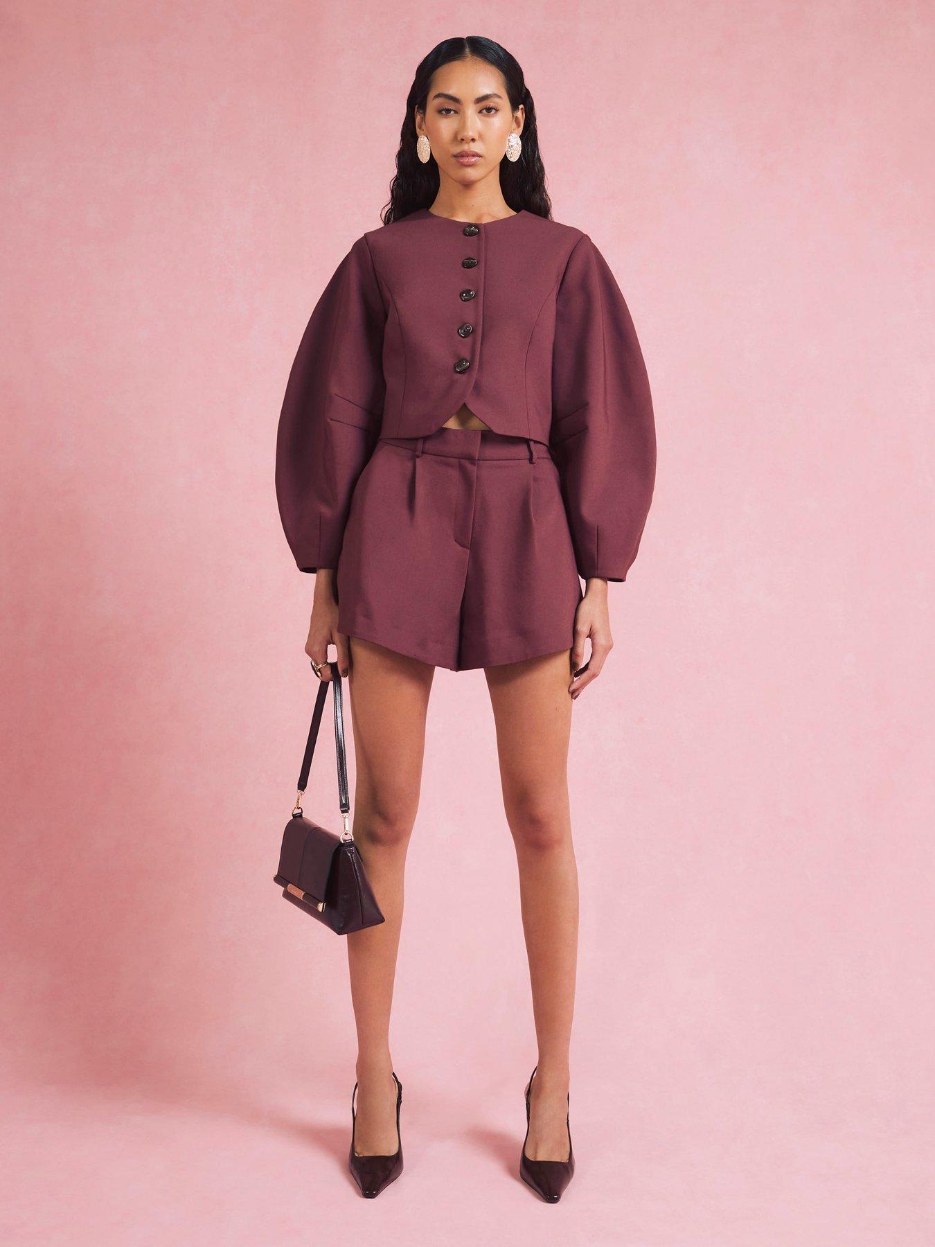 Image 3 of 4 of River Island Long Sleeve Banana Collarless Jacket - Purple