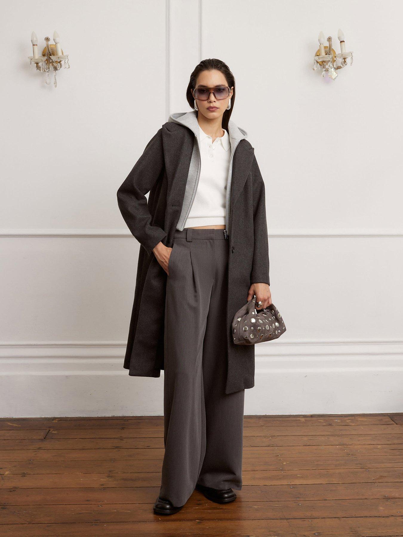 River Island Hood Hybrid Coat - Grey