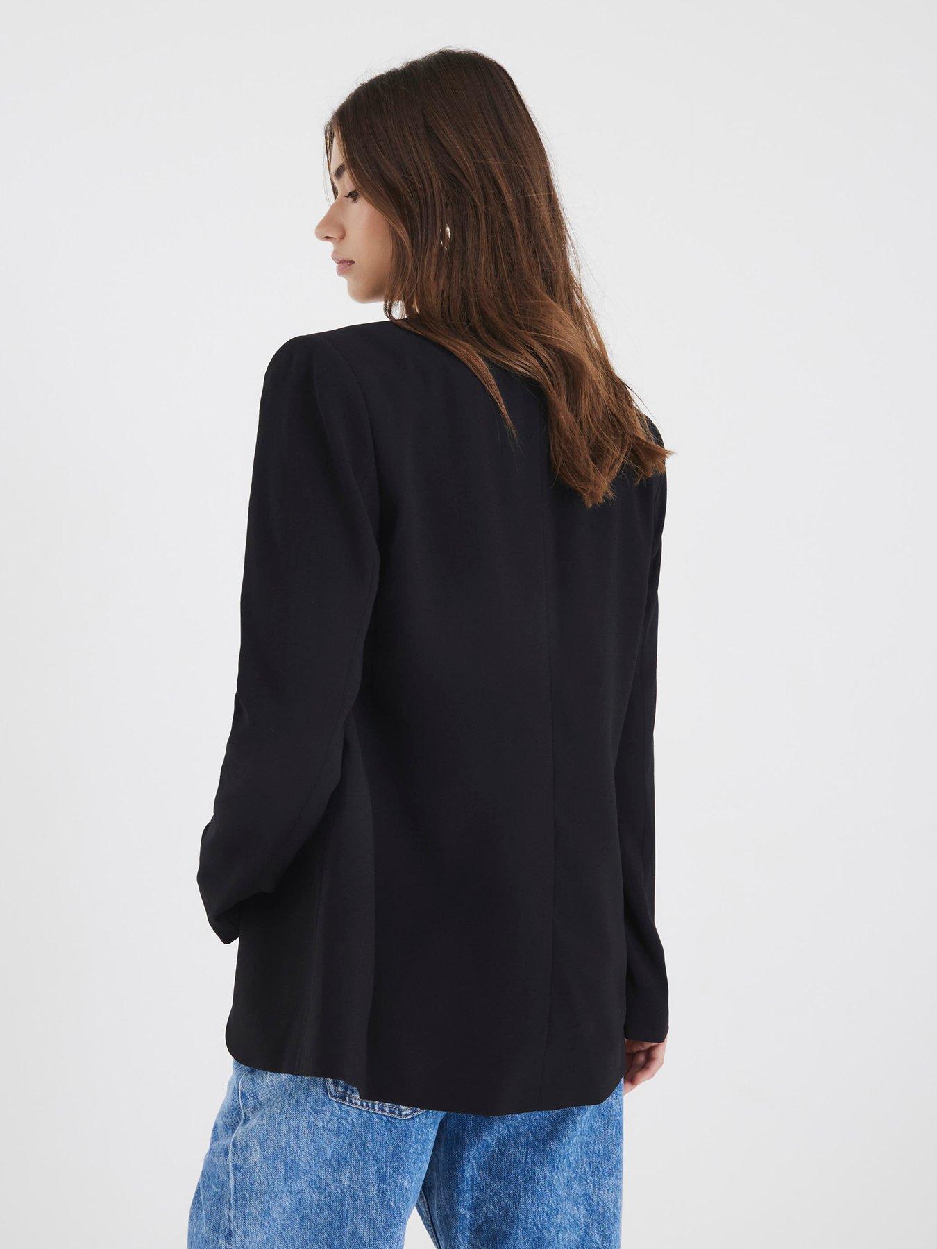 Image 2 of 4 of River Island Edge To Edge Blazer - Black