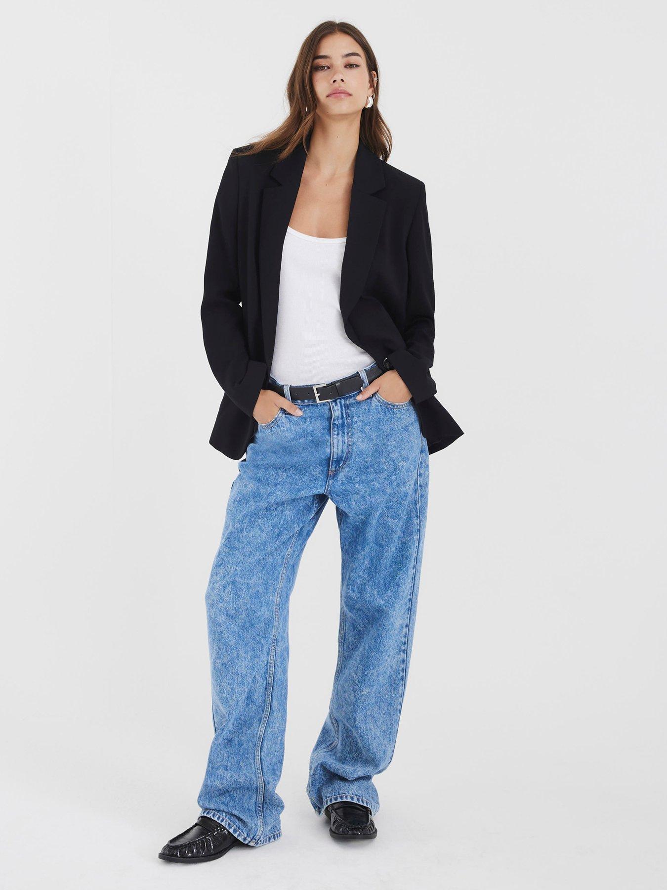 Image 3 of 4 of River Island Edge To Edge Blazer - Black