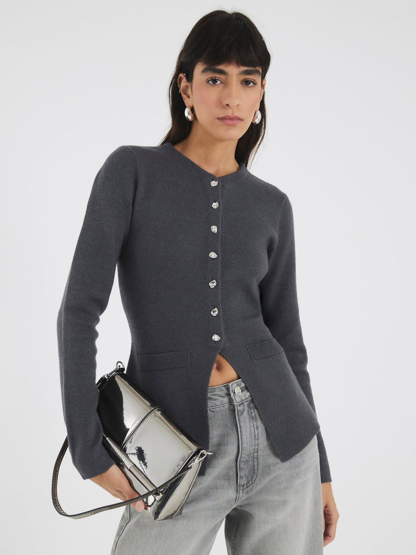 River Island Button Up Top - Grey