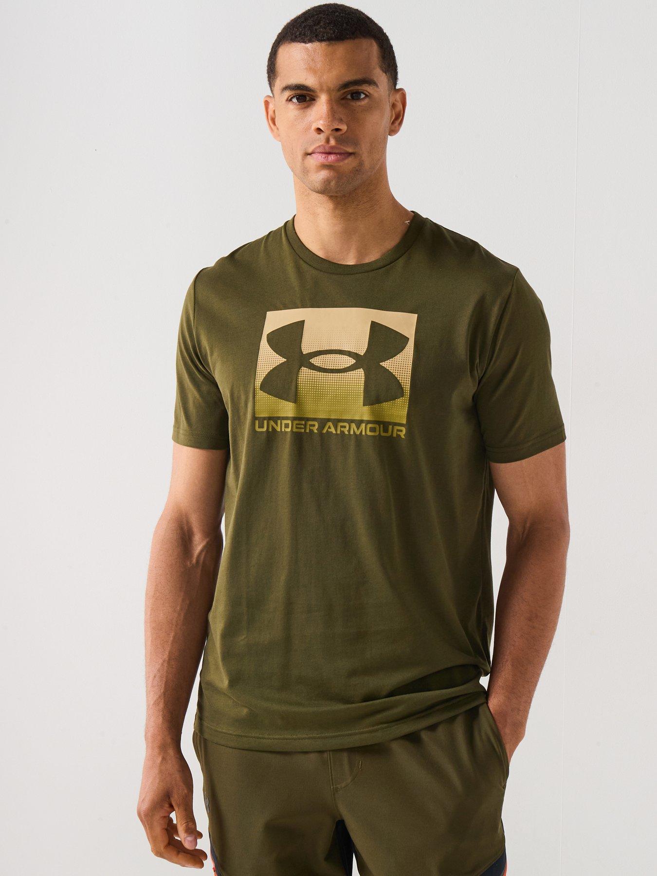 UNDER ARMOUR Mens Training Boxed Logo Sports T-Shirt - Green