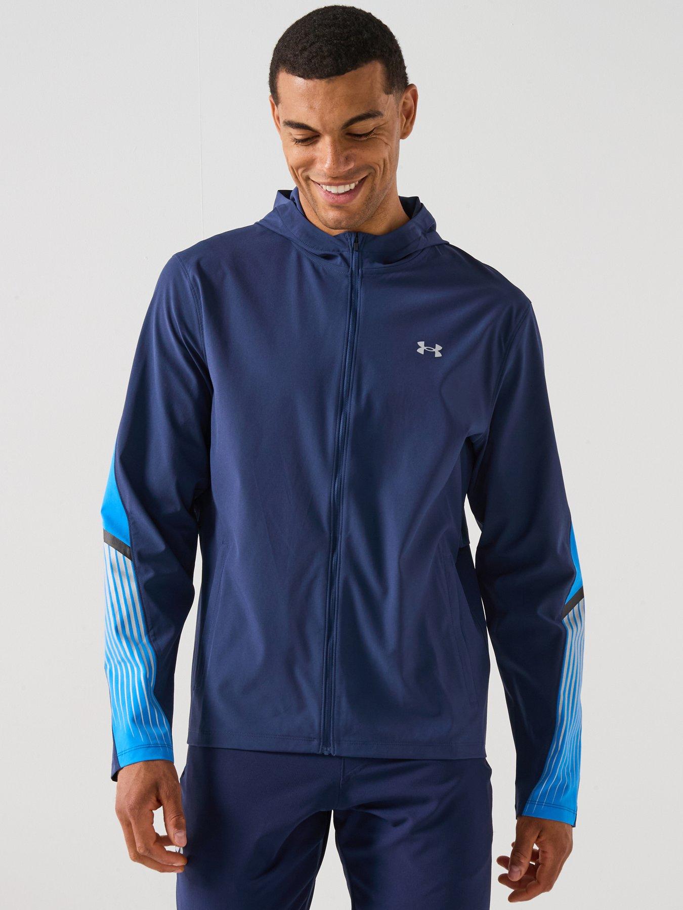UNDER ARMOUR Mens Running Velociti Storm Hooded Jacket, Navy, Size 2Xl, Men